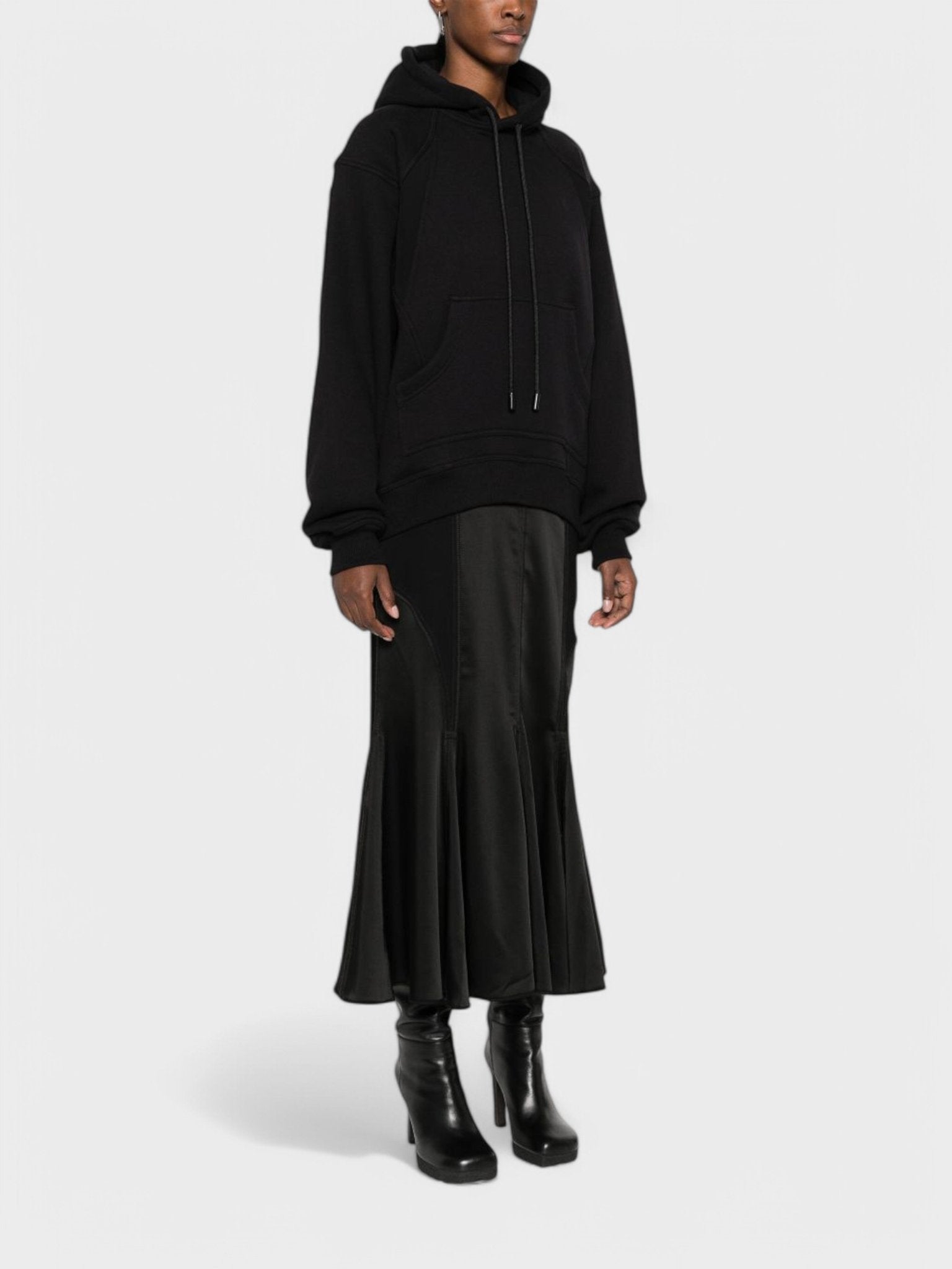 Off - White Satin Jersey Hooded Midi Dress Black - Supplied FashionOff White