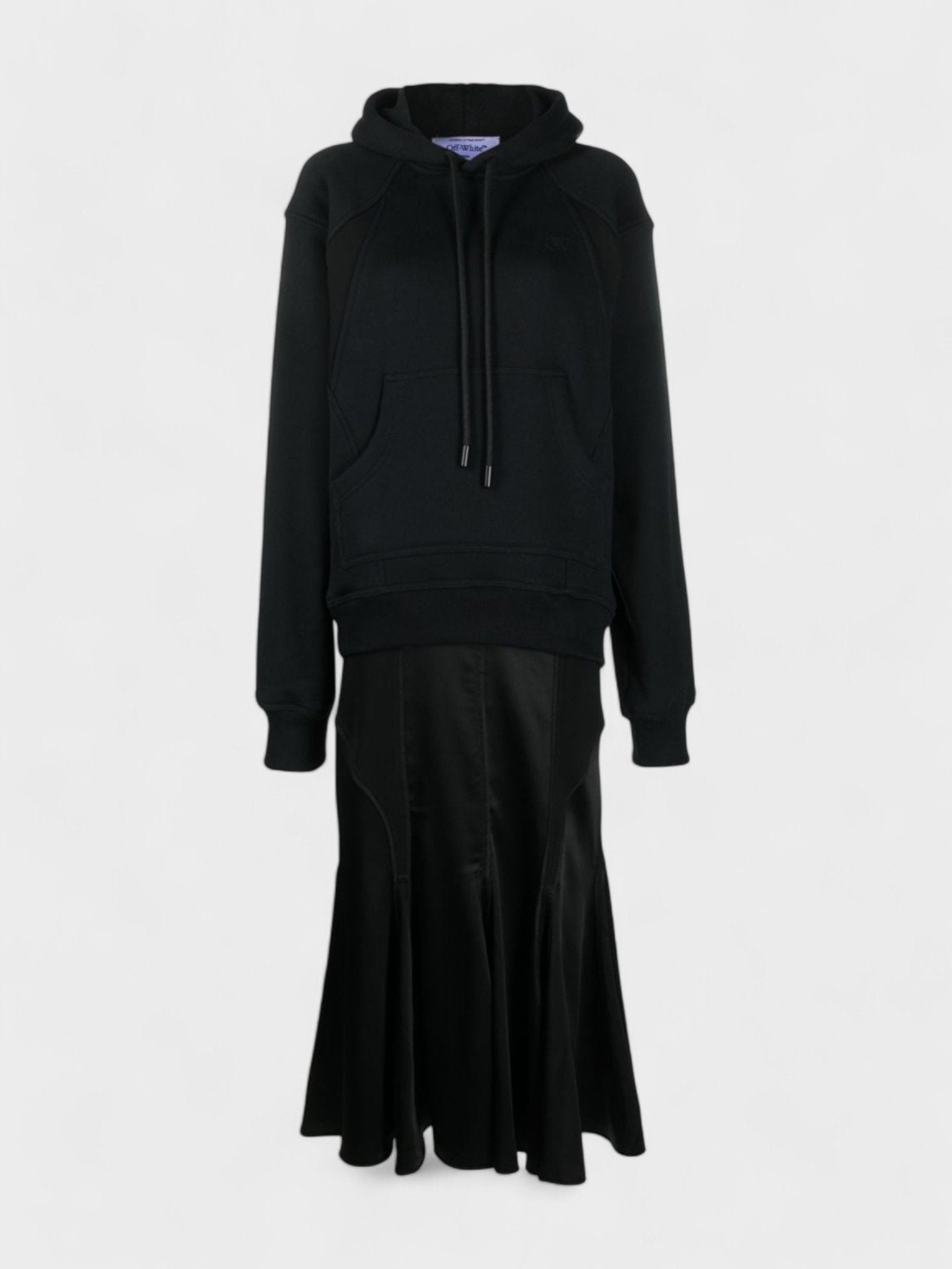 Off - White Satin Jersey Hooded Midi Dress Black - Supplied FashionOff White