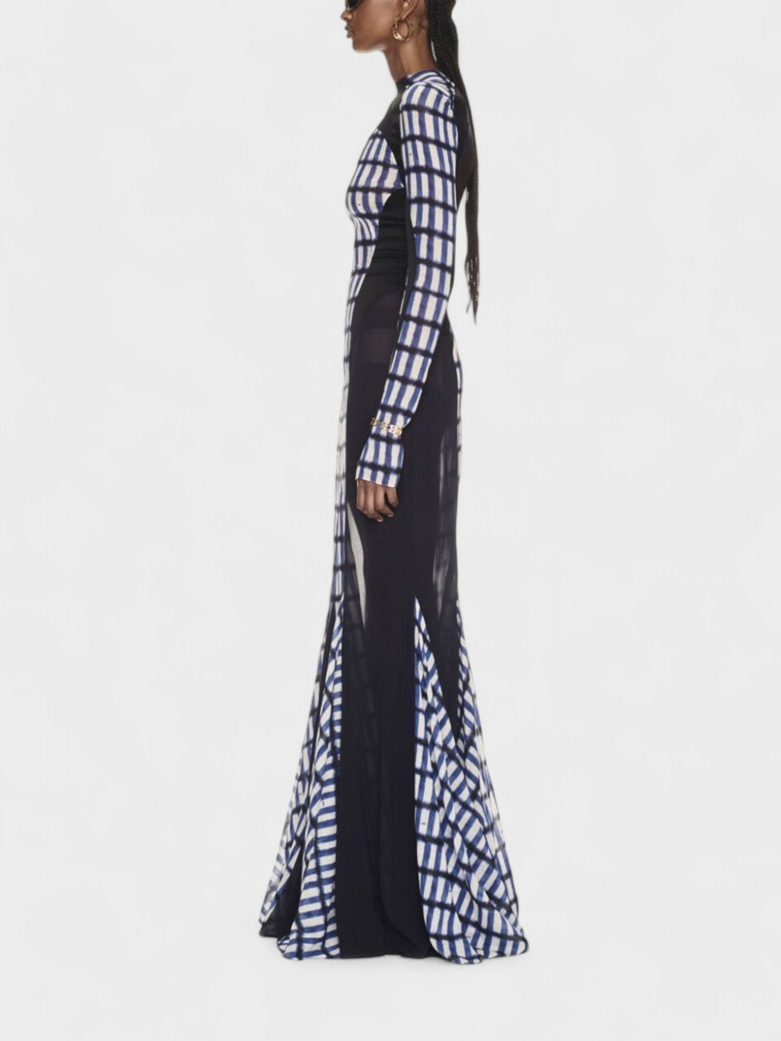 Off - White Shibori Geometric Print Long Dress Blue/Black - Supplied FashionOff White