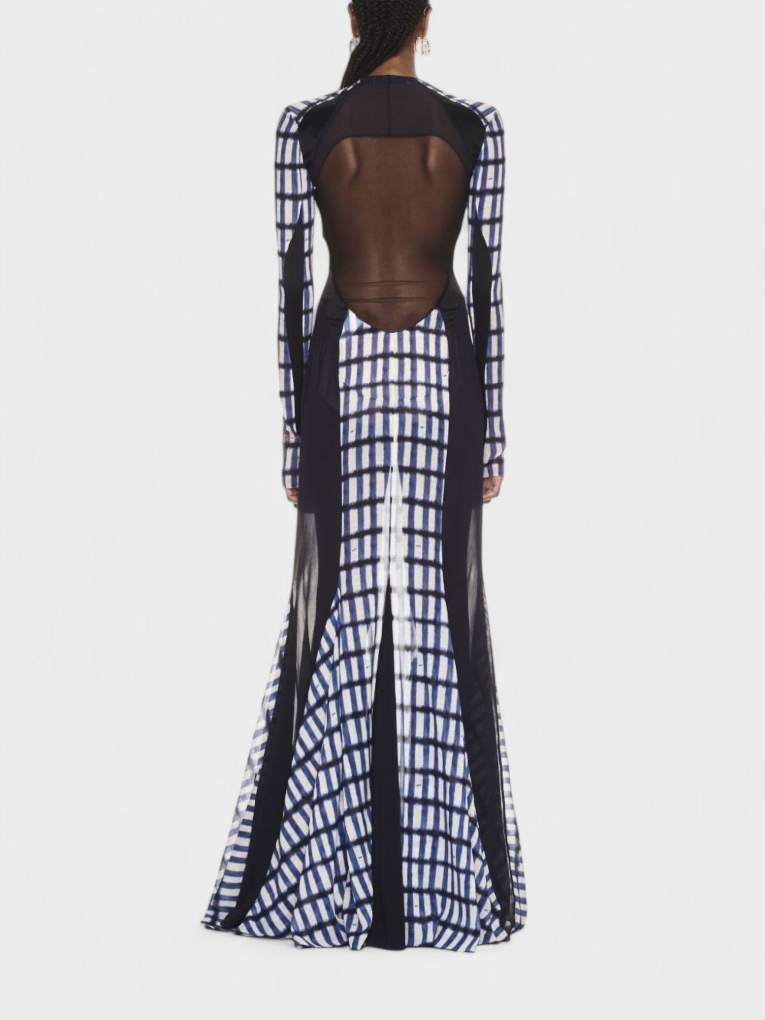 Off - White Shibori Geometric Print Long Dress Blue/Black - Supplied FashionOff White