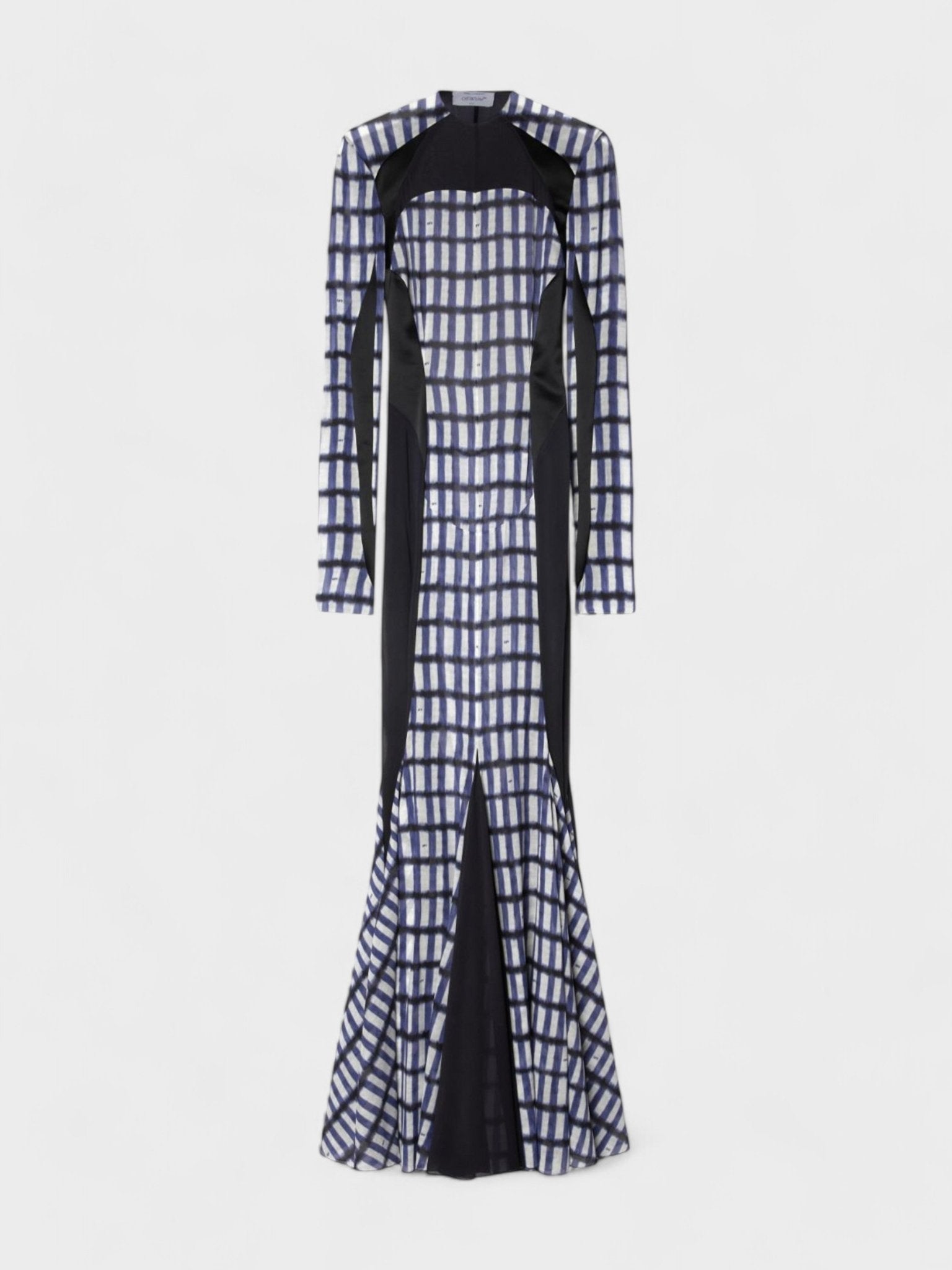 Off - White Shibori Geometric Print Long Dress Blue/Black - Supplied FashionOff White