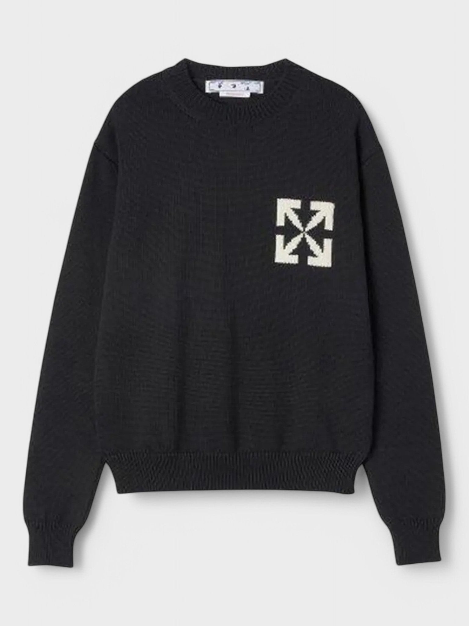 Off - White Single Arrow Knit Crewneck Sweatshirt Black - Supplied FashionOFF WHITE