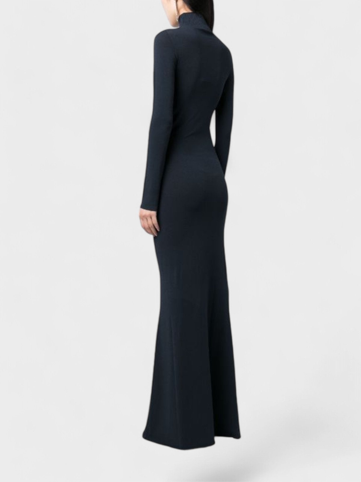 Off - White Slick Long Dress Funnel Neck Dress Dark Blue - Supplied FashionOff White