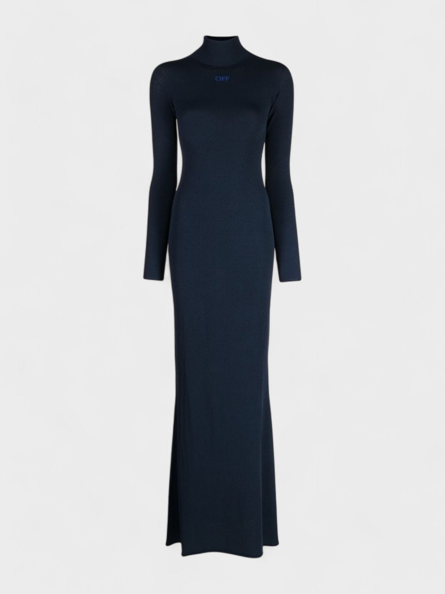 Off - White Slick Long Dress Funnel Neck Dress Dark Blue - Supplied FashionOff White