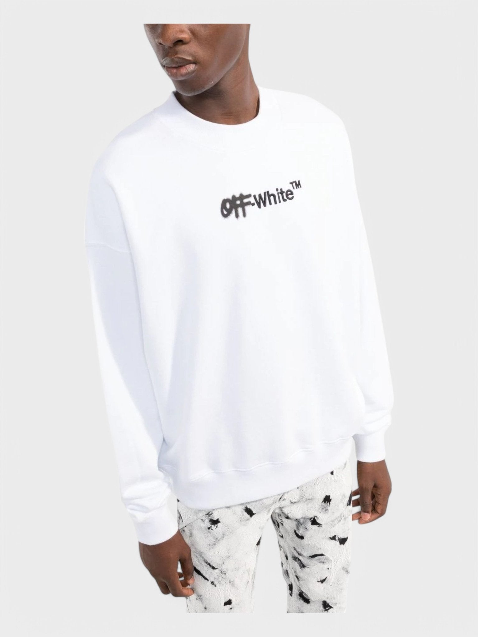 Off - White Spray Helv Skate Crewneck White - Supplied FashionOFF WHITE