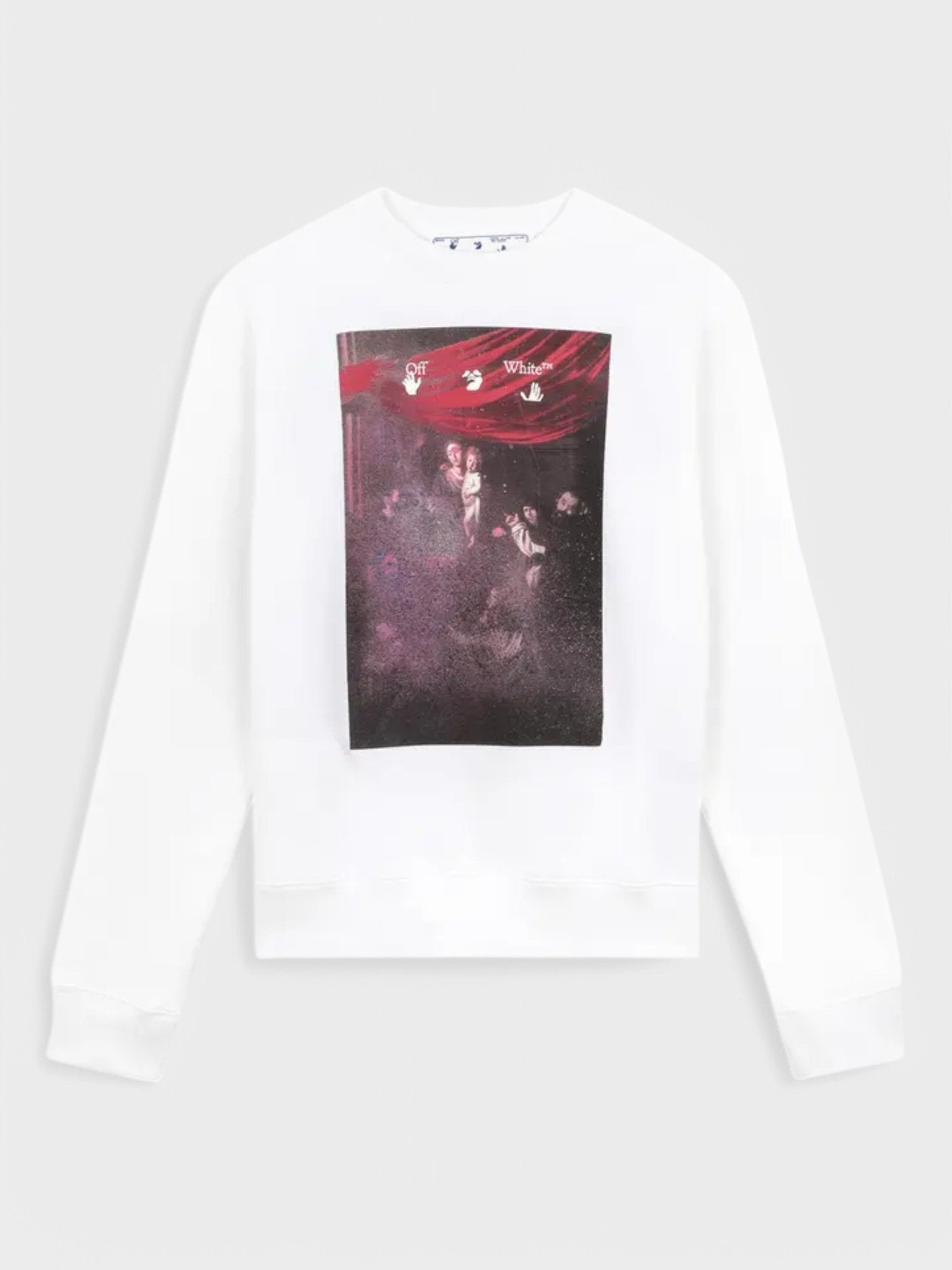 Off - White Sprayed Caravagg Slim Crewneck White - Supplied FashionOFF WHITE