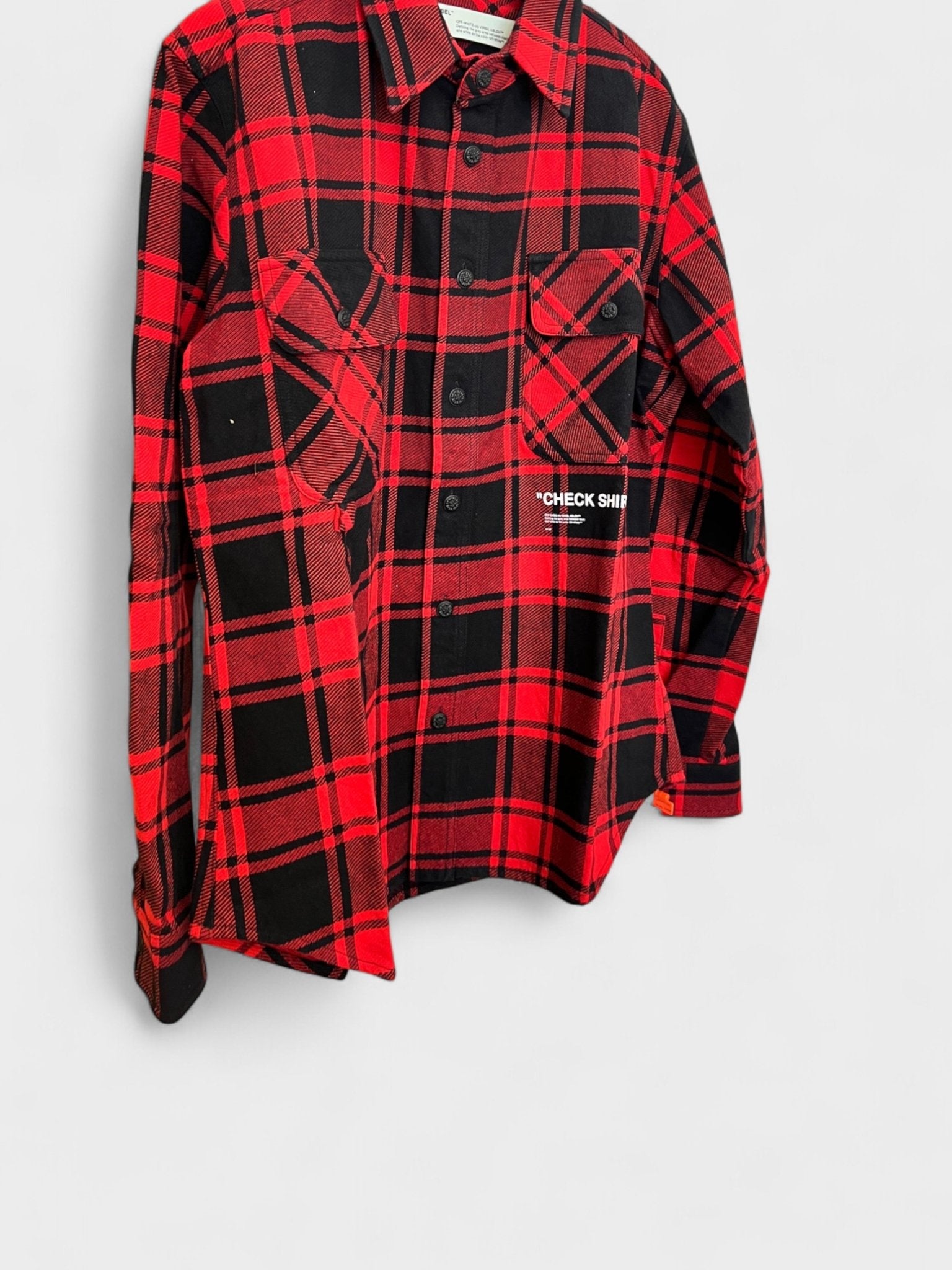Off - White Ssense Quote Flannel Shirt Red Black - Supplied FashionOff - White