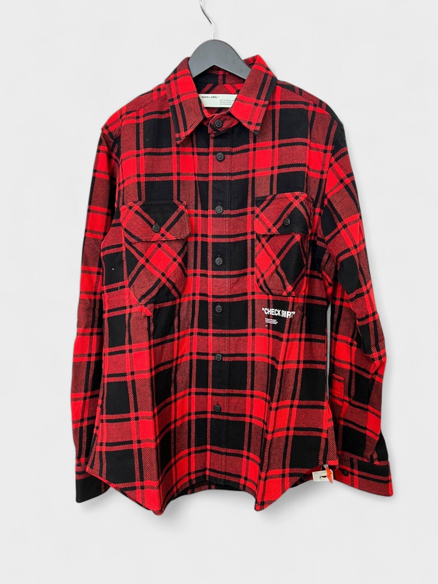 Off - White Ssense Quote Flannel Shirt Red Black - Supplied FashionOff - White
