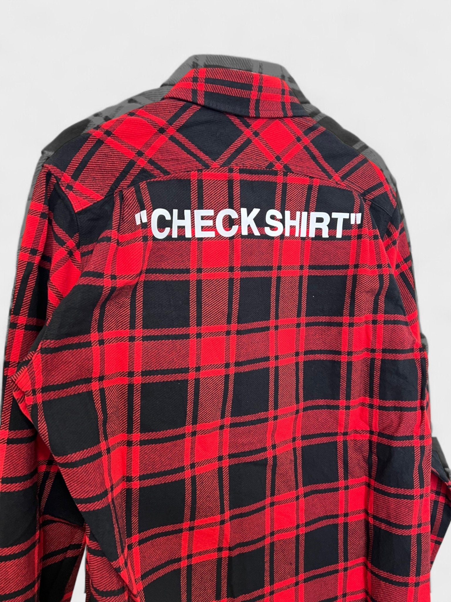 Off - White Ssense Quote Flannel Shirt Red Black - Supplied FashionOff - White