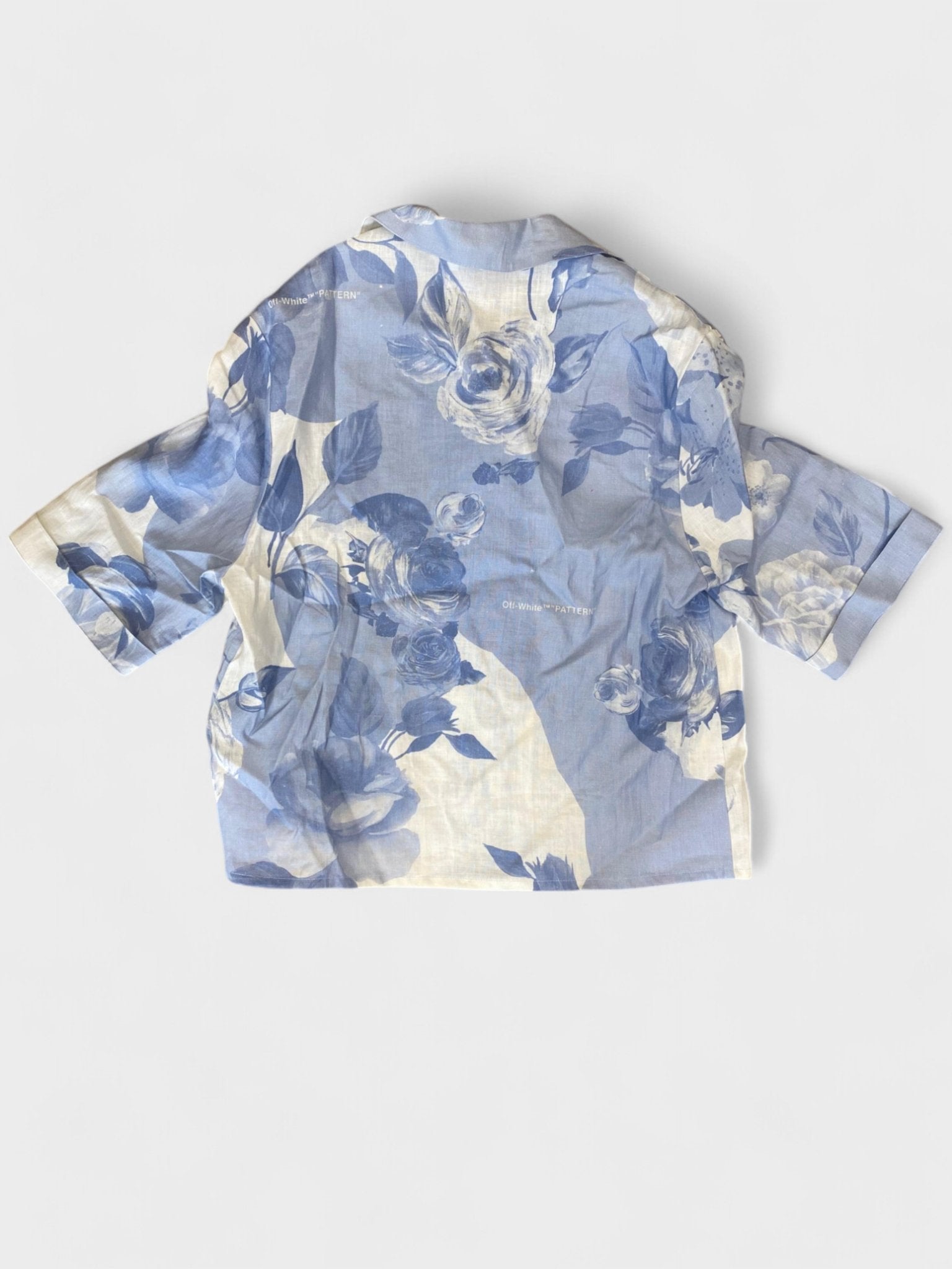 Off - White Staff Flowers Linen Shirt Blue - Supplied FashionOff White