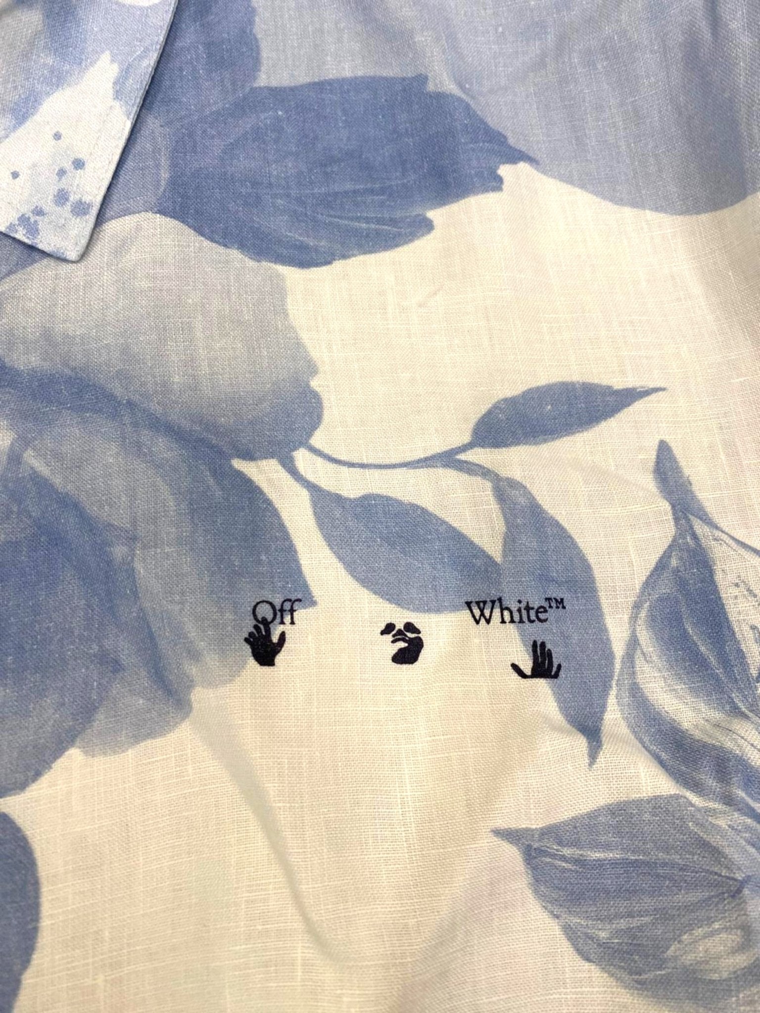 Off White Staff Flowers Linen Shirt Blue - Supplied FashionOff White