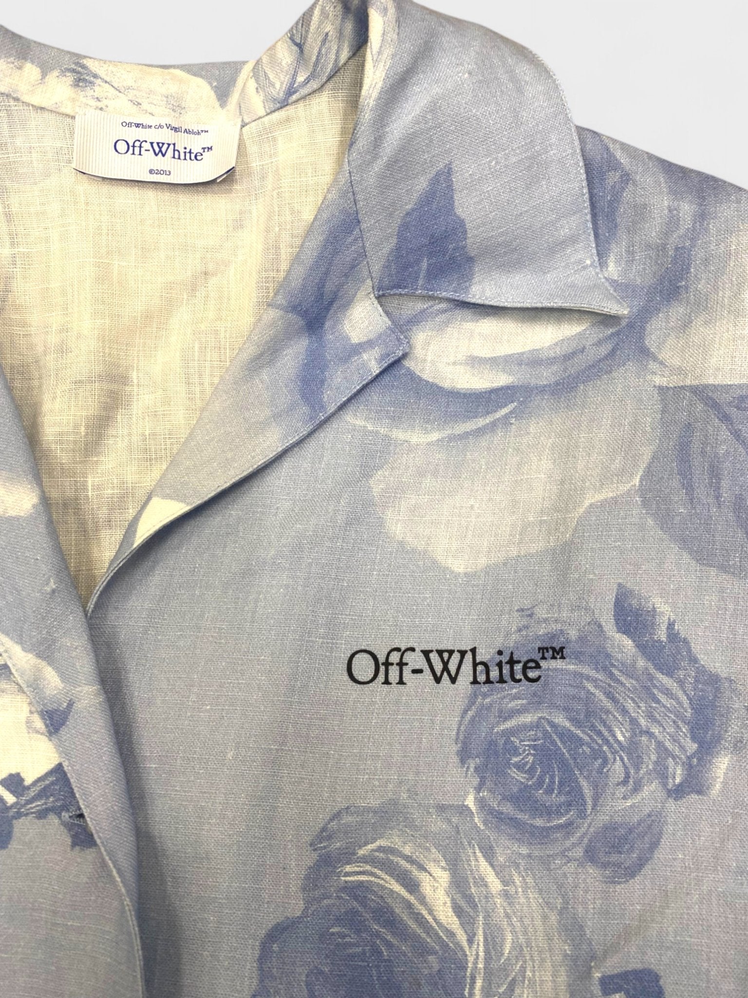 Off - White Staff Flowers Linen Shirt Blue - Supplied FashionOff White