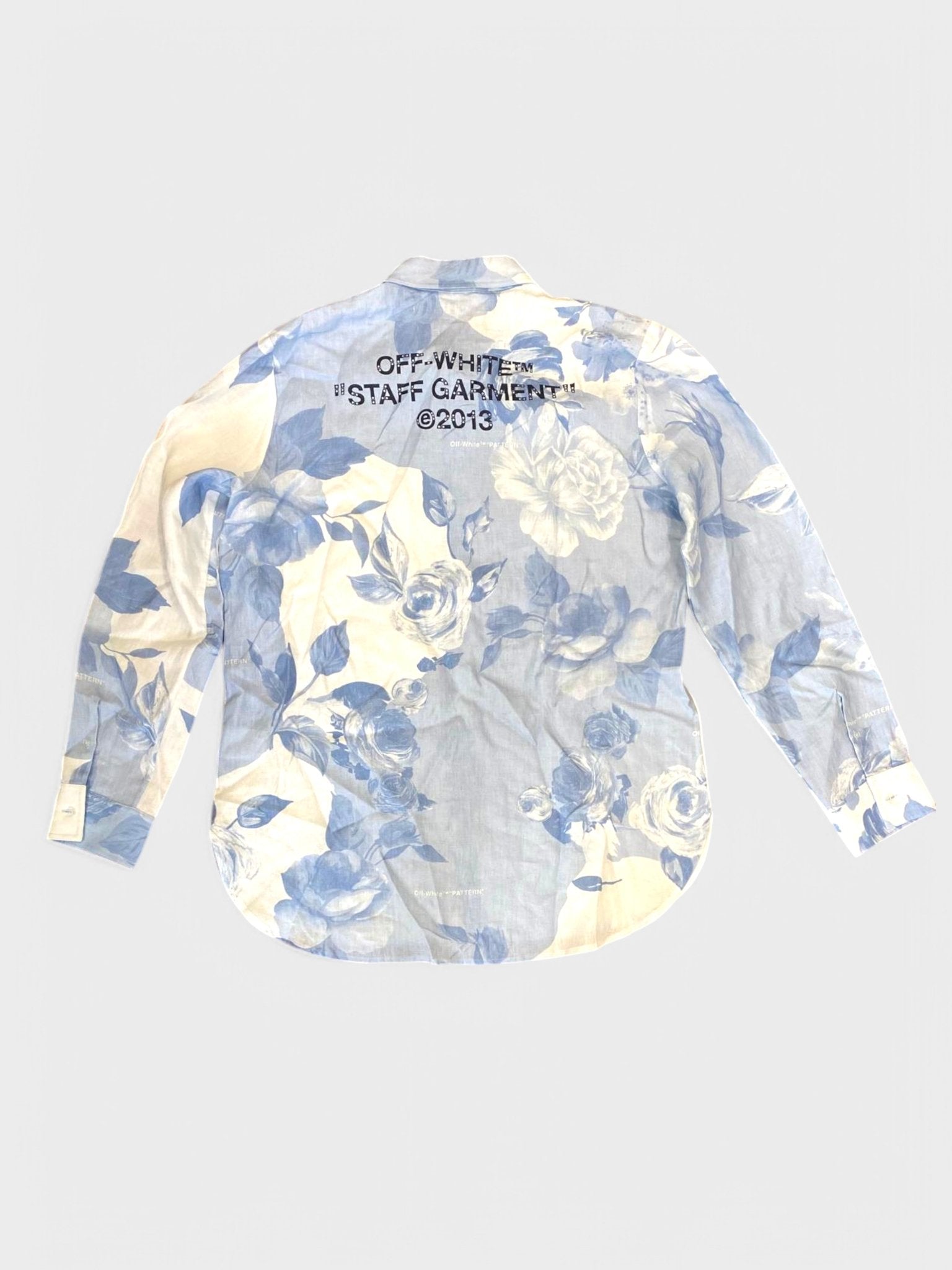 Off White Staff Flowers Linen Shirt Blue - Supplied FashionOff White