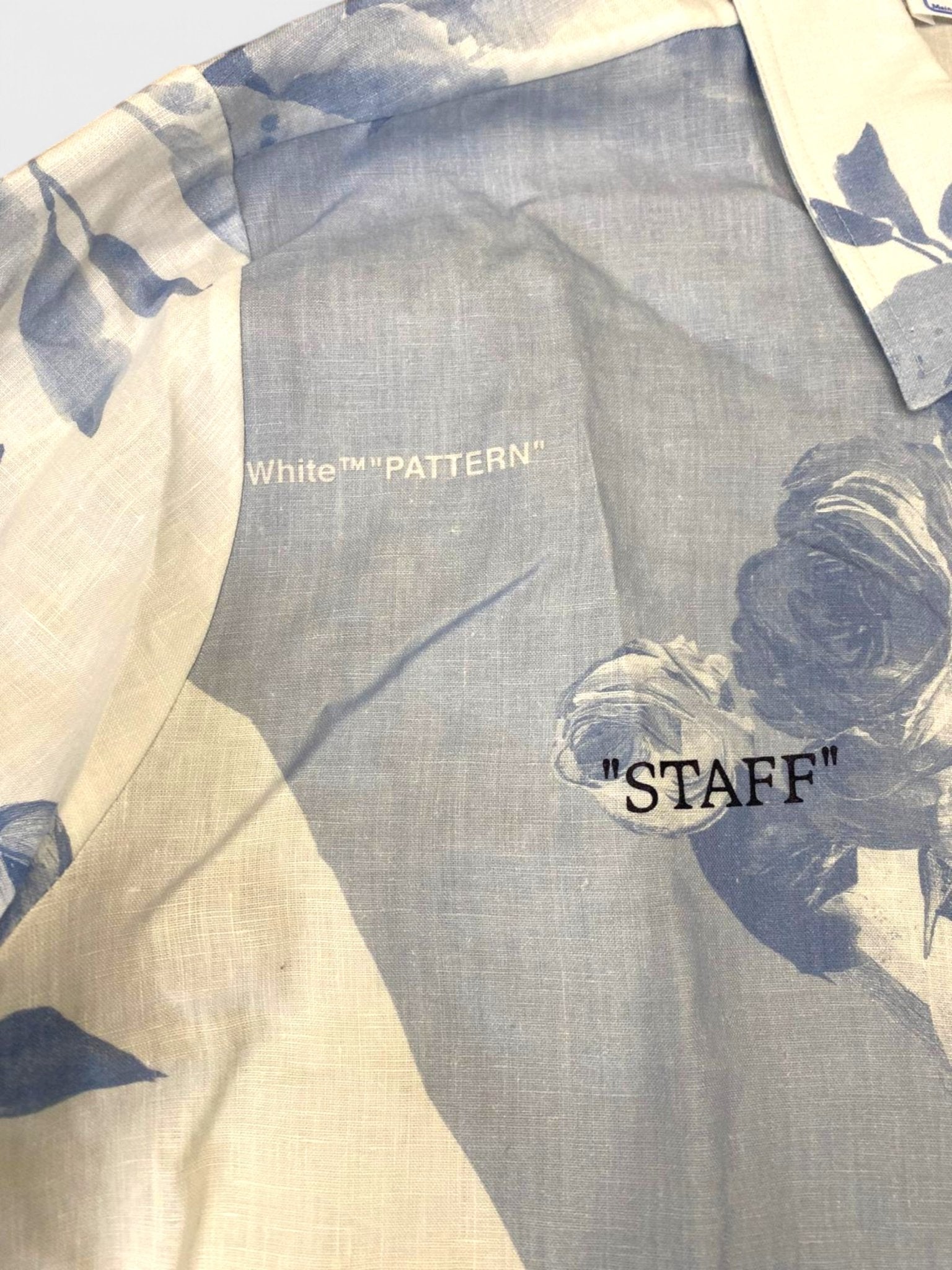 Off White Staff Flowers Linen Shirt Blue - Supplied FashionOff White