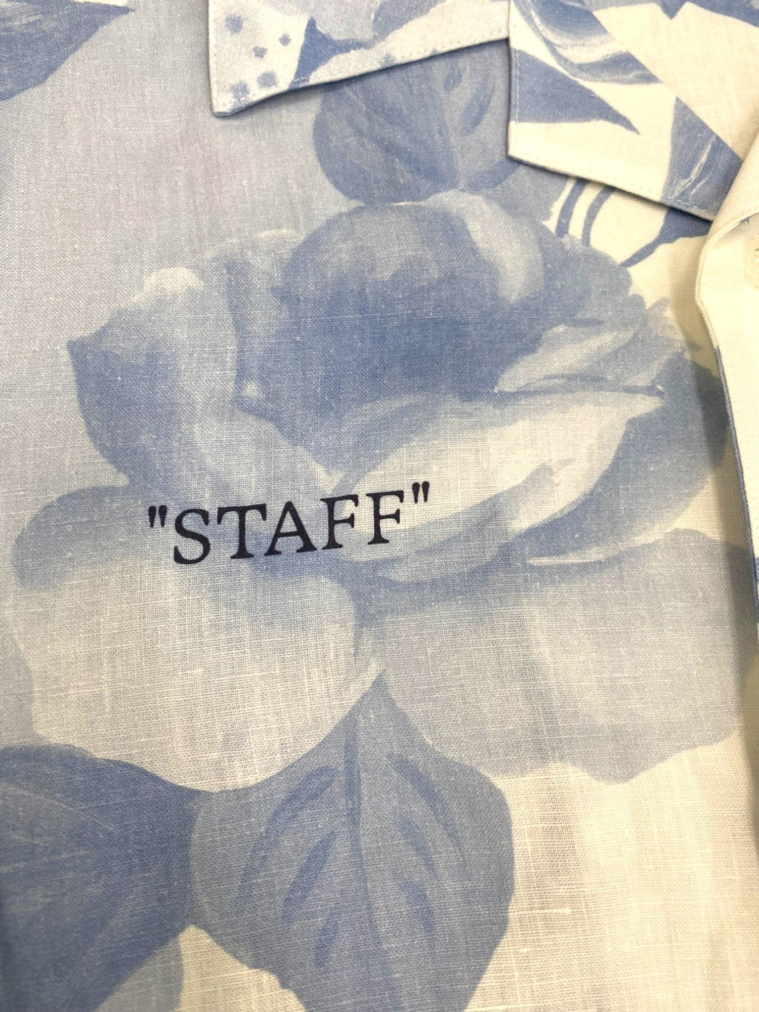 Off White Staff Flowers Linen S/S Shirt Blue - Supplied FashionOff White