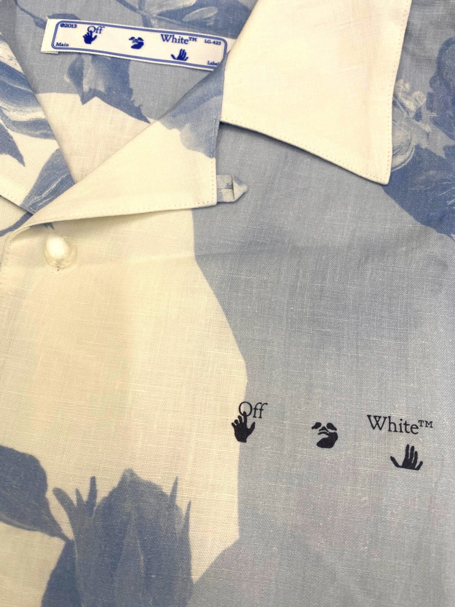 Off White Staff Flowers Linen S/S Shirt Blue - Supplied FashionOff White