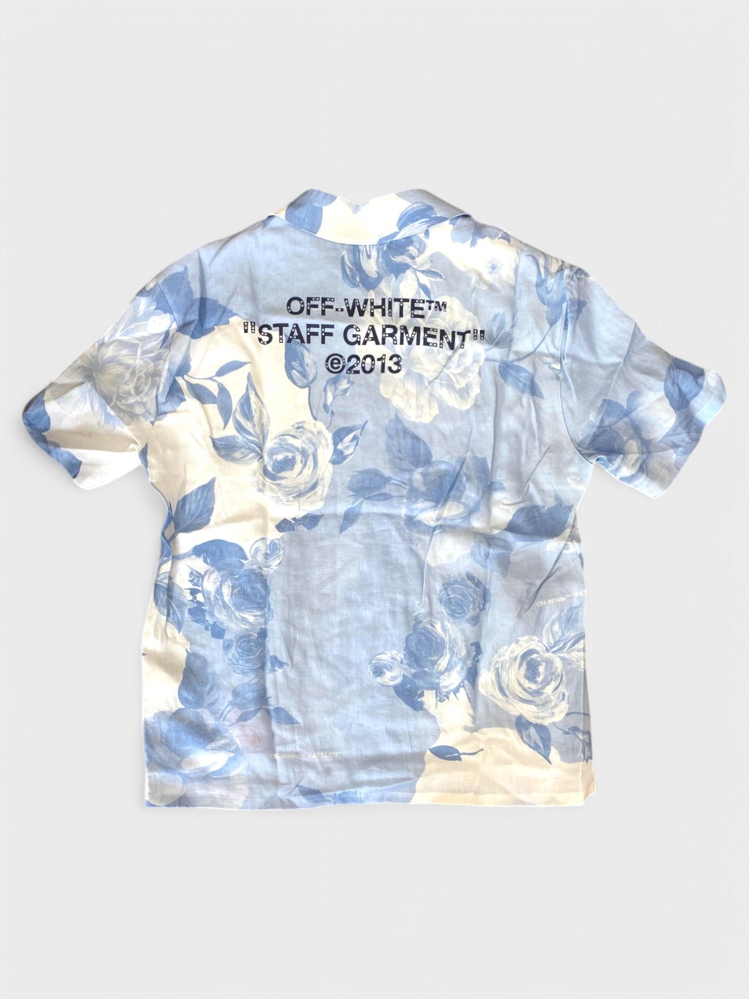 Off White Staff Flowers Linen S/S Shirt Blue - Supplied FashionOff White