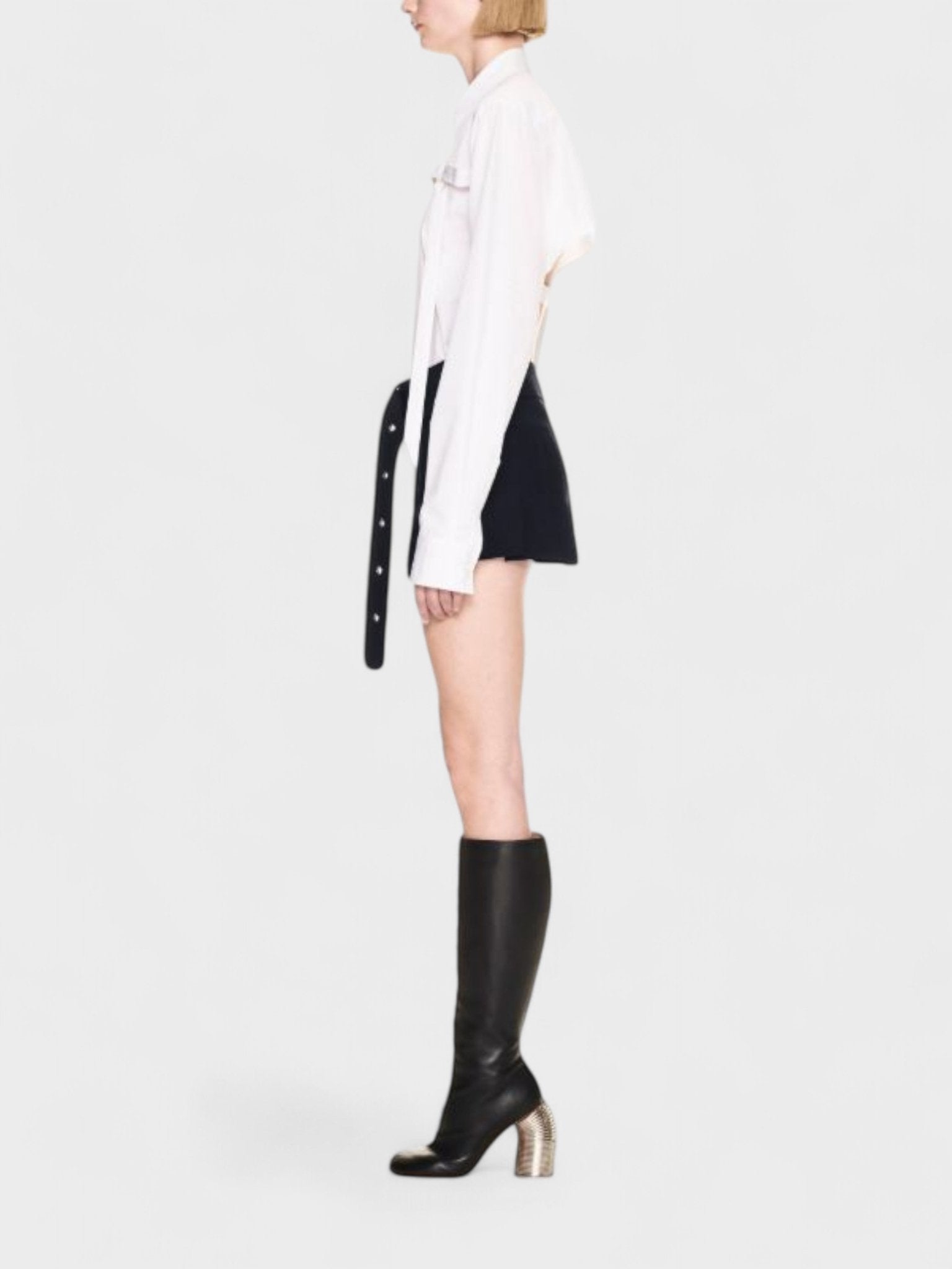 Off - White Stretch Belted Pleated Miniskirt Blue - Supplied FashionOff White