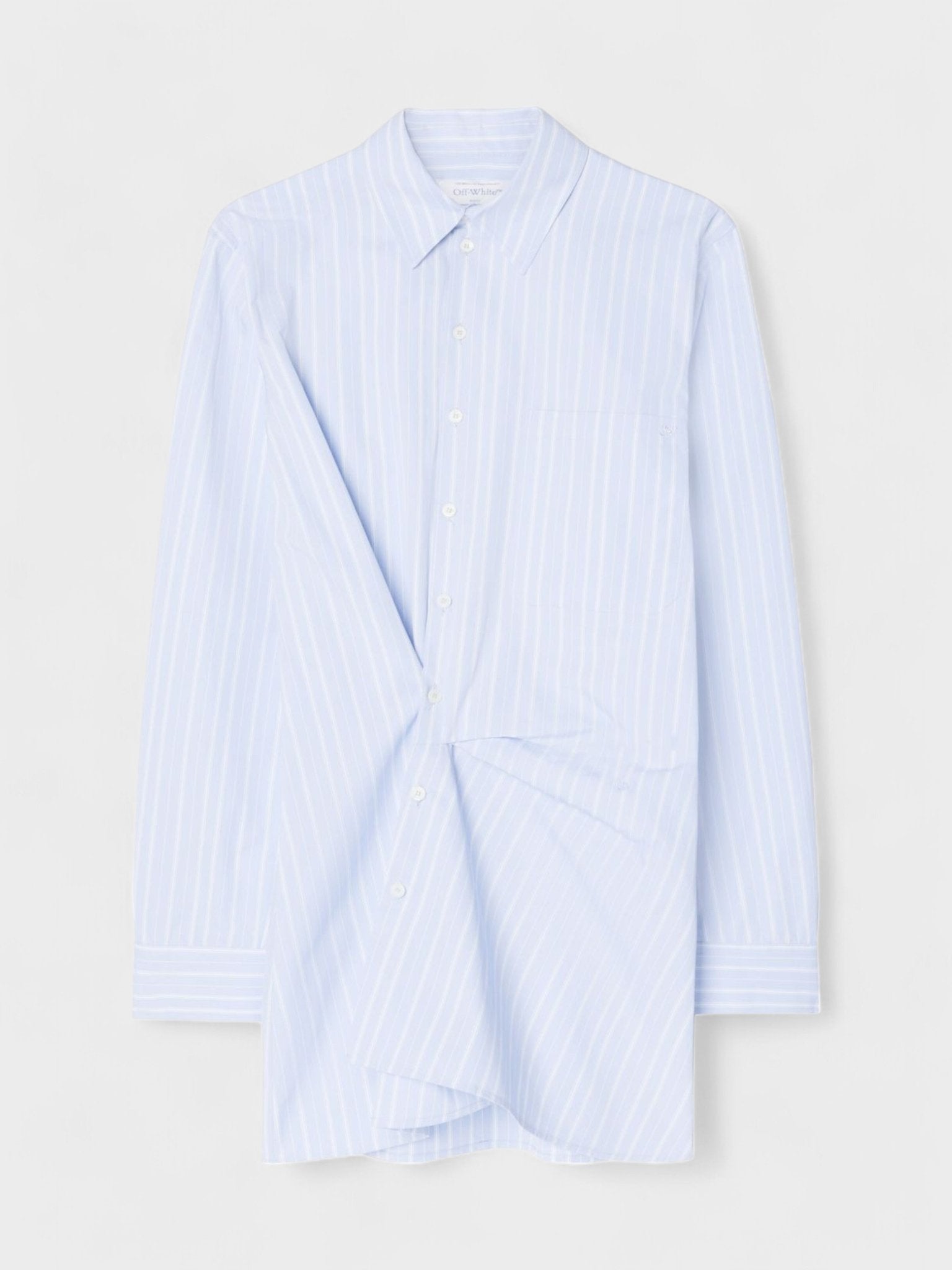 Off - White Stripe Poplin Twist Shirt Short Dress - Supplied FashionOff White