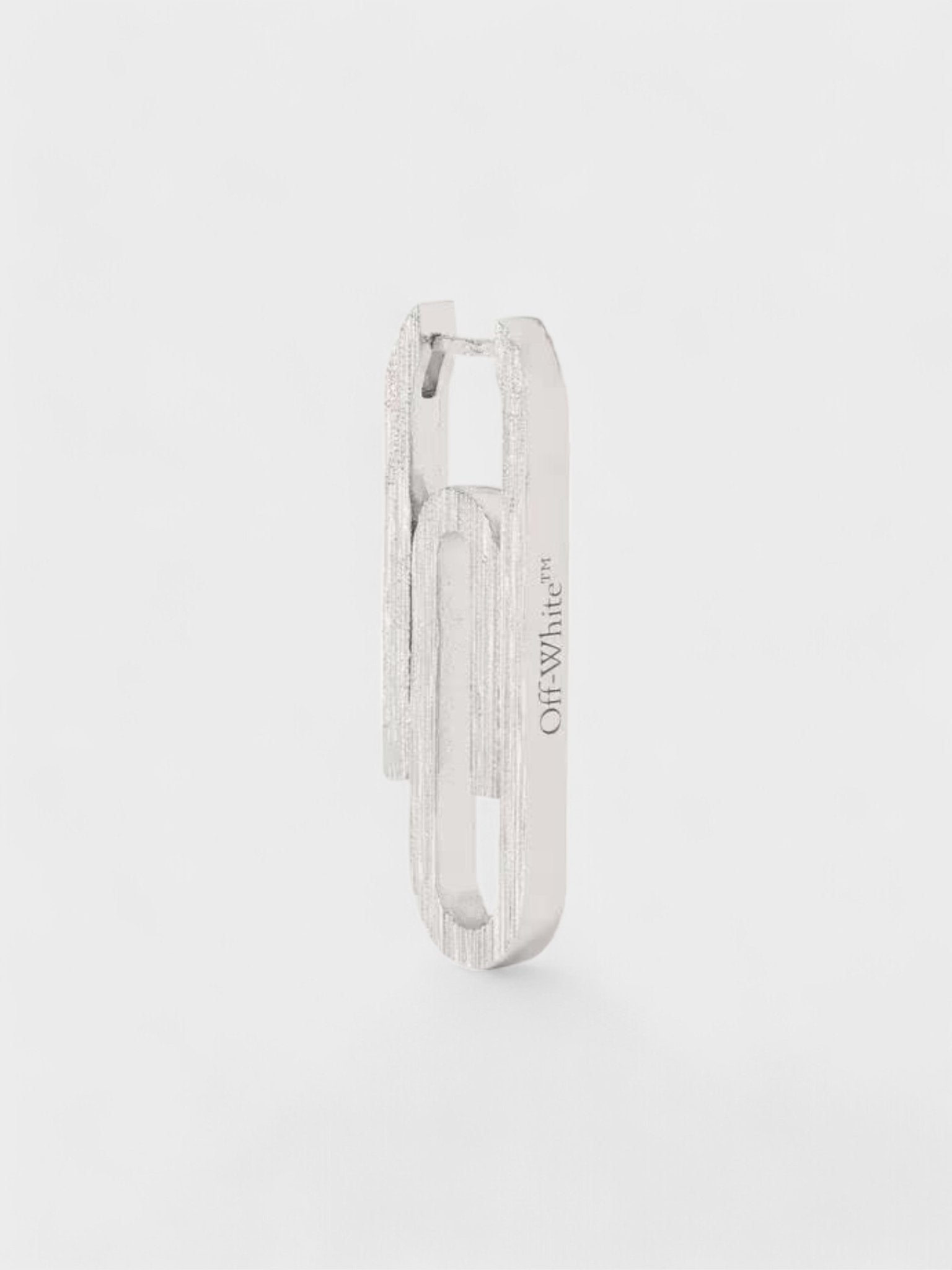 Off - White Textured Paperclip Mono Earring - Supplied FashionOff White