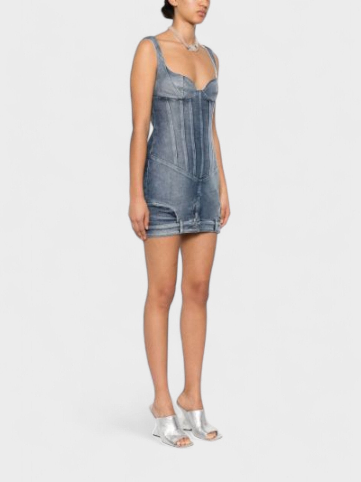 Off - White Upside Down Bustier Dress Blue - Supplied FashionOff White