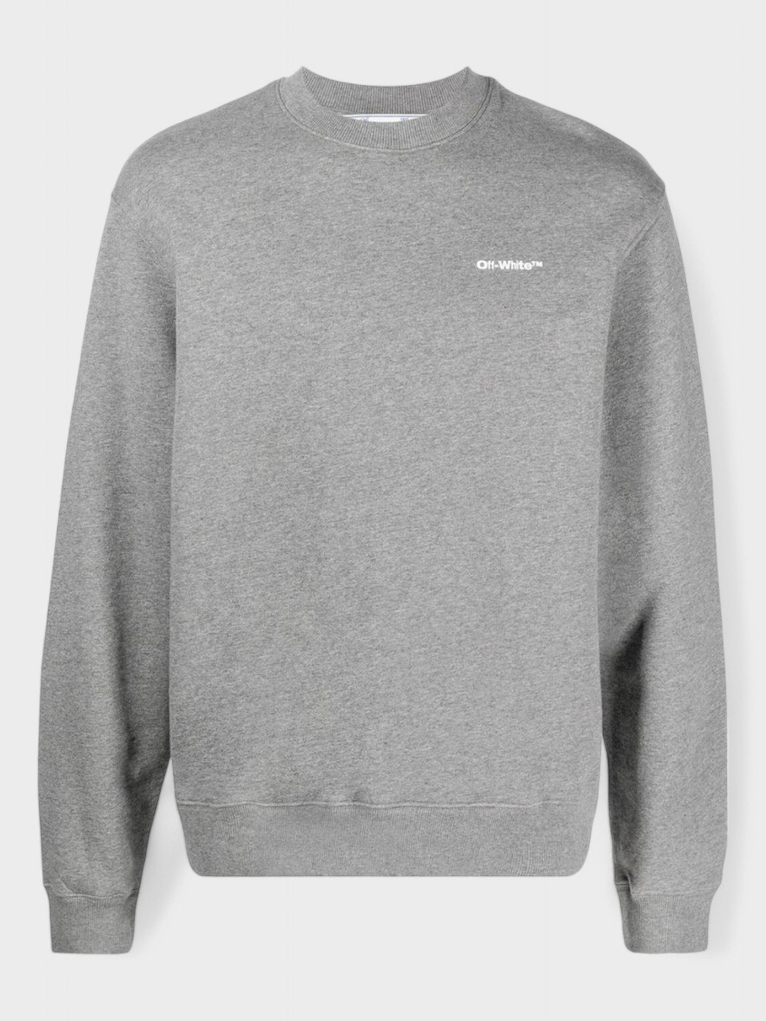 Off - White Wave Outl Diag Slim Crewneck Grey/White - Supplied FashionOFF WHITE