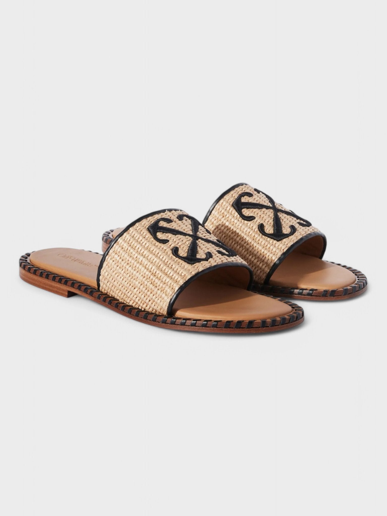 Off - White Wmns Twist Raffia Arrow Slides 'Beige Black' - Supplied FashionOff White