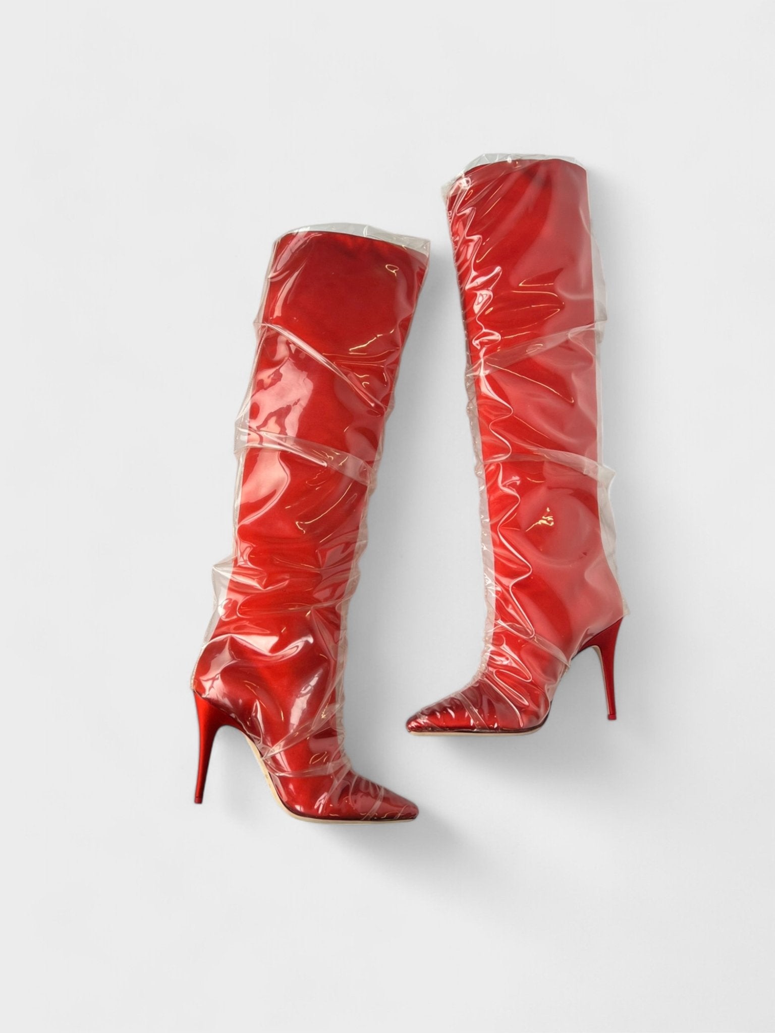 Off - White X Jimmy Choo Elisabeth 100 Knee High Boots Red - Supplied FashionOff White