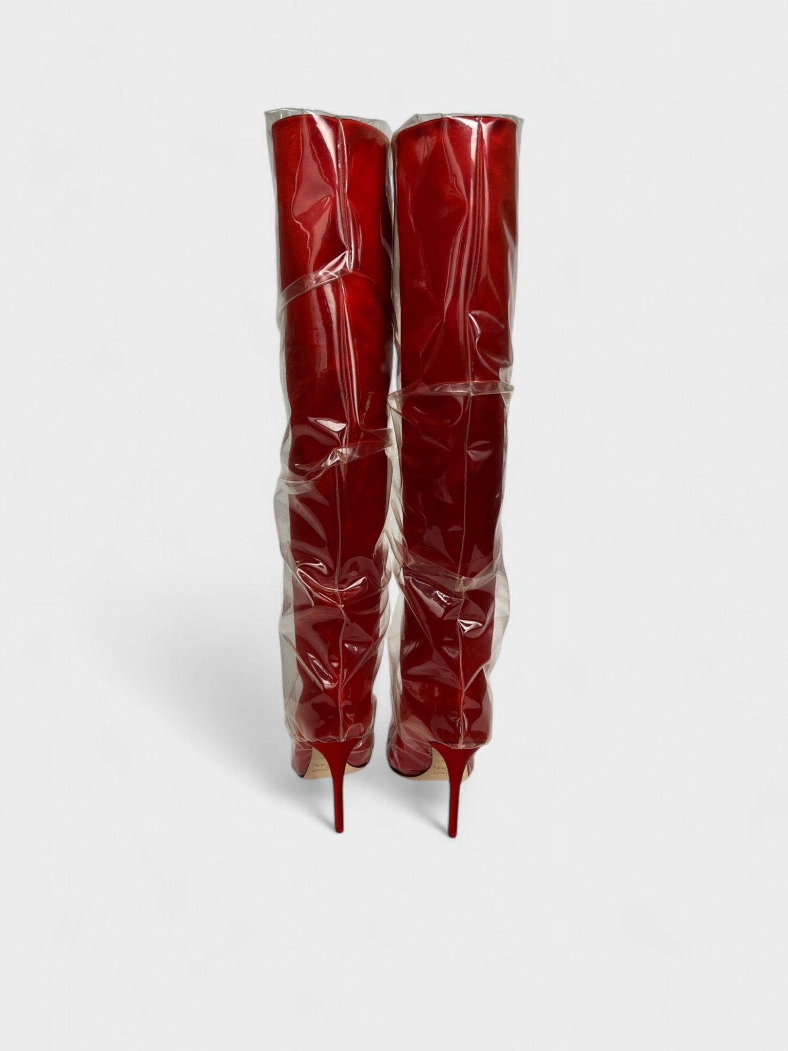 Off - White X Jimmy Choo Elisabeth 100 Knee High Boots Red - Supplied FashionOff White