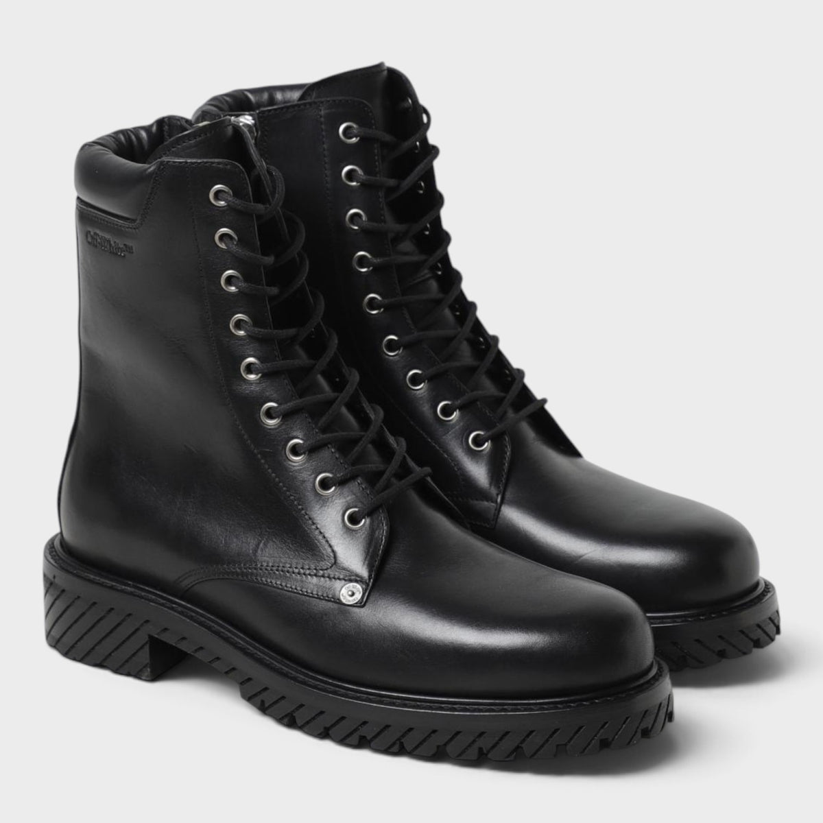 Diag Lace-Up Combat Boot Black