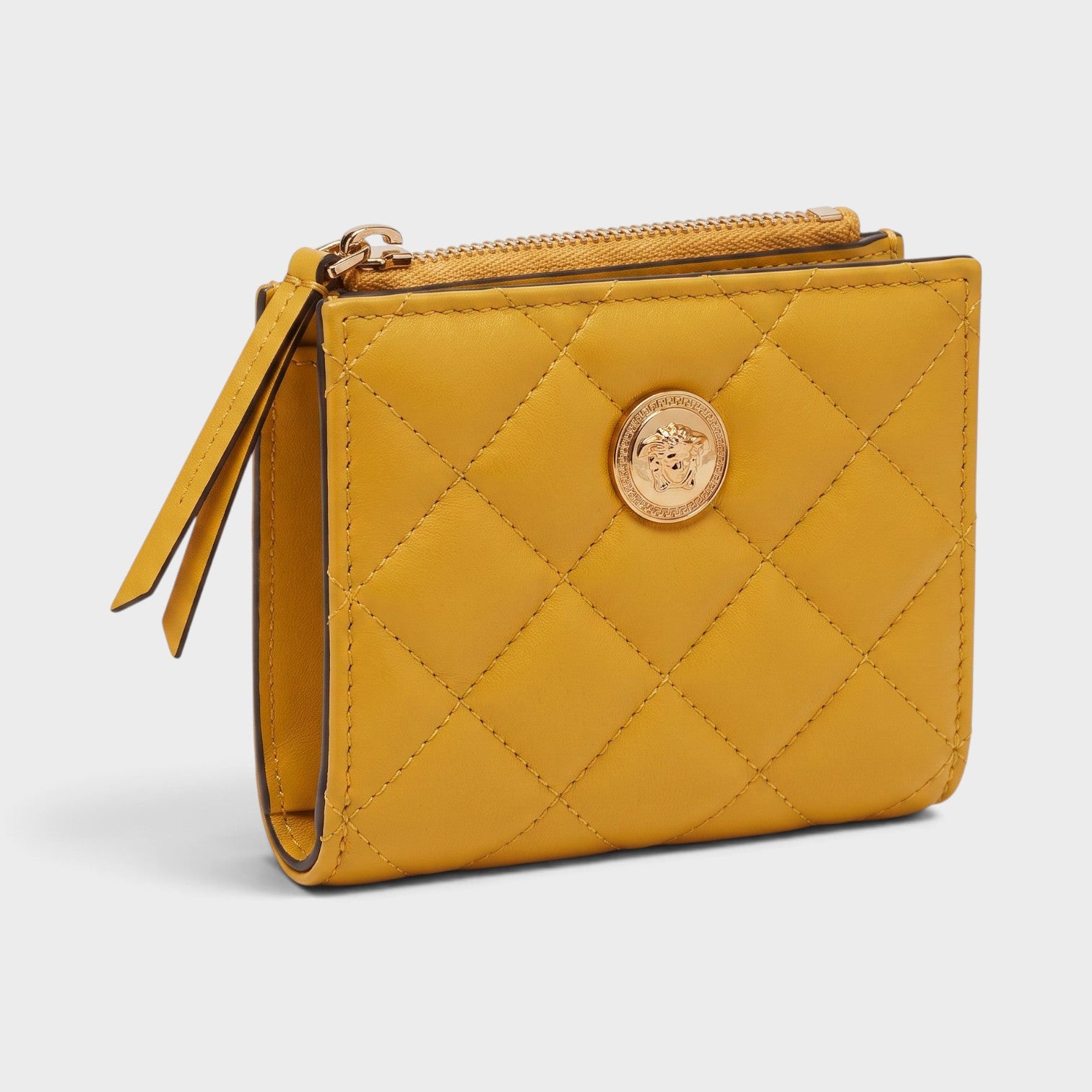 Medusa Quilted Wallet Mustard Yellow