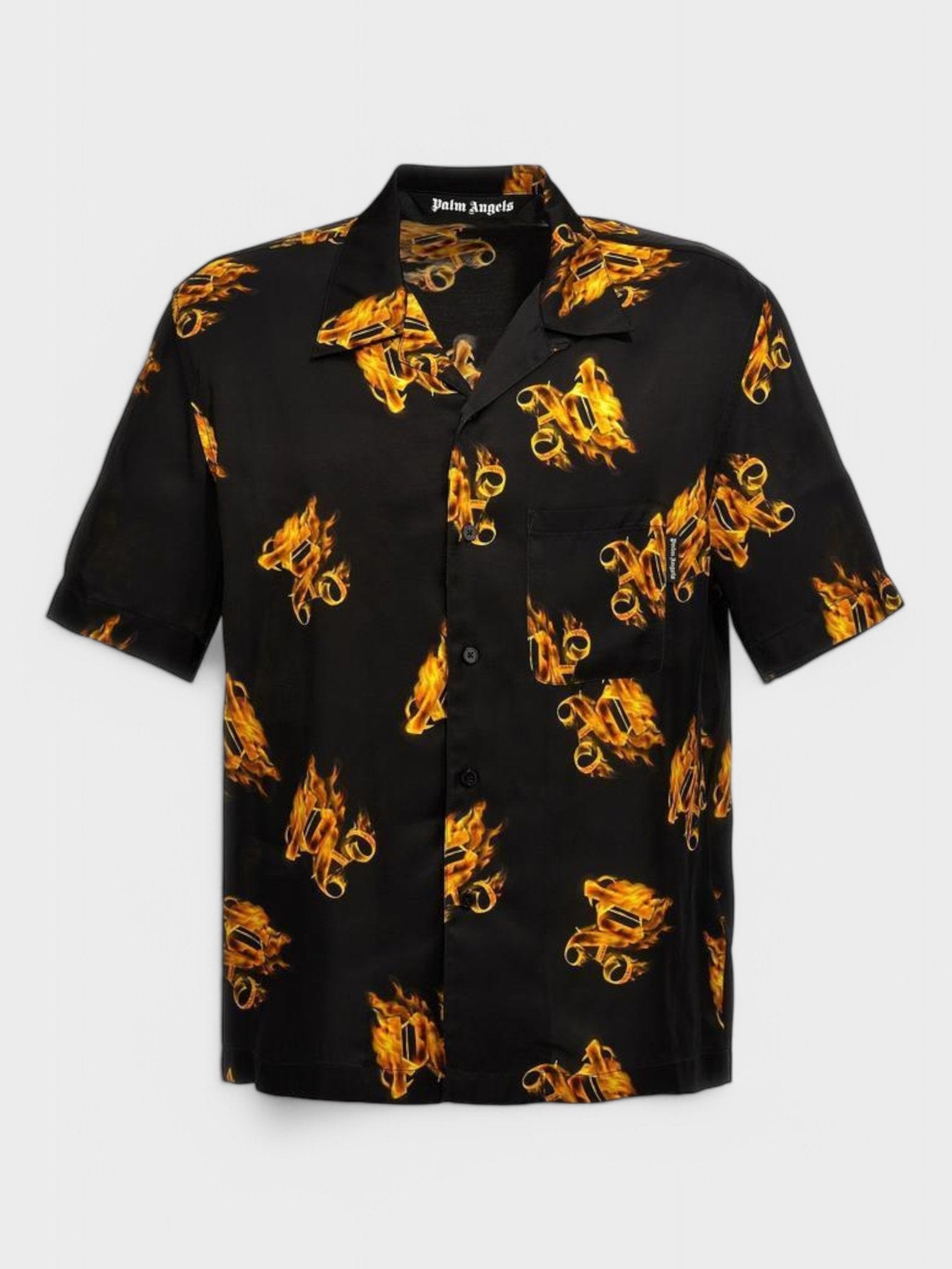 Palm Angels Burning Monogram Shirt Black/Gold - Supplied FashionPALM ANGELS