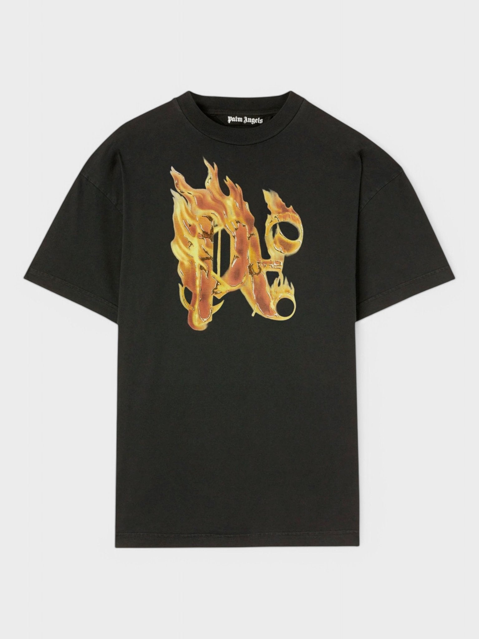 Palm Angels Burning Monogram T-Shirt Black/Gold - Supplied FashionPALM ANGELS