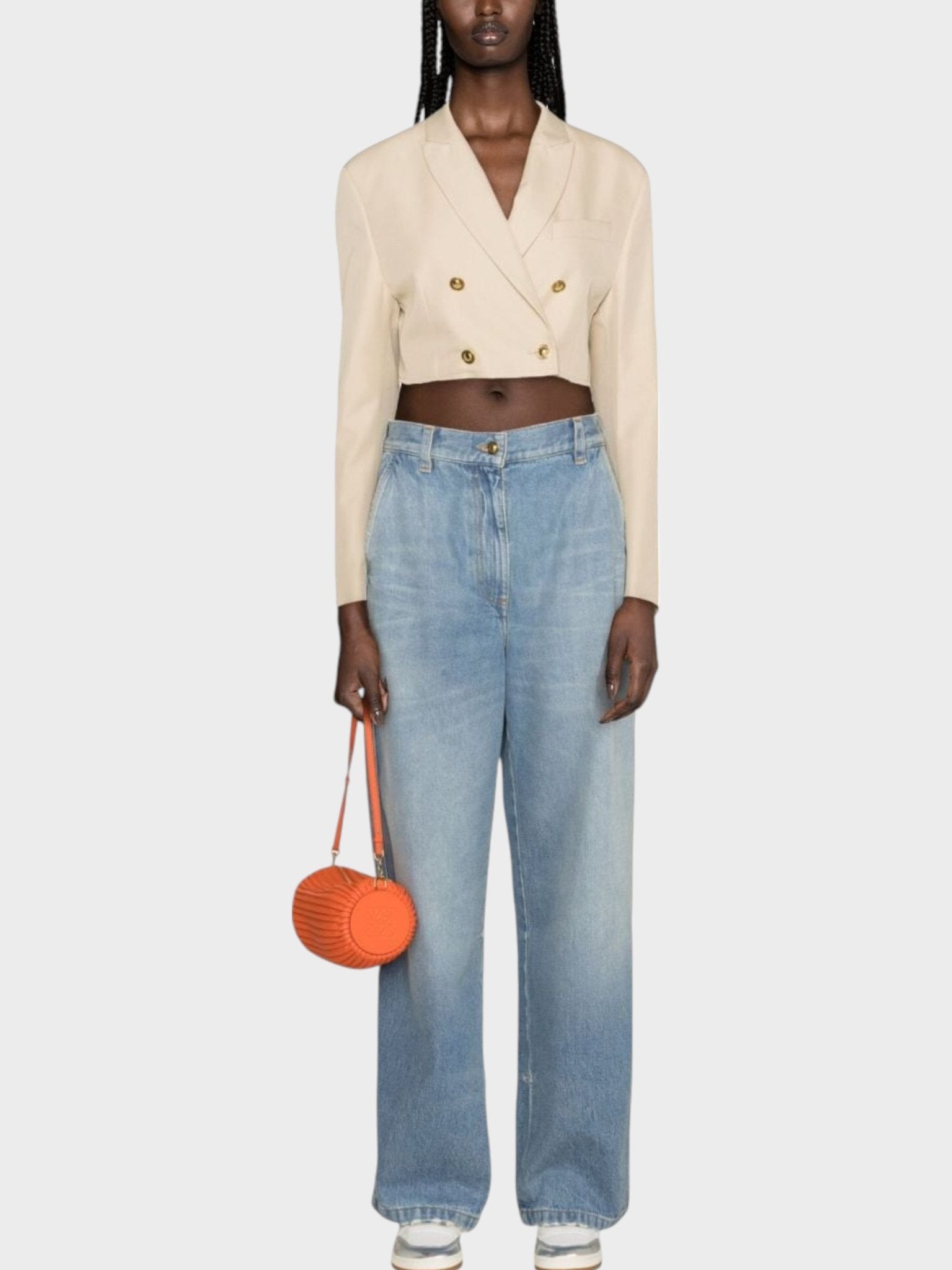 Palm Angels Buttons Cropped Blazer Beige - Supplied FashionPalm Angels