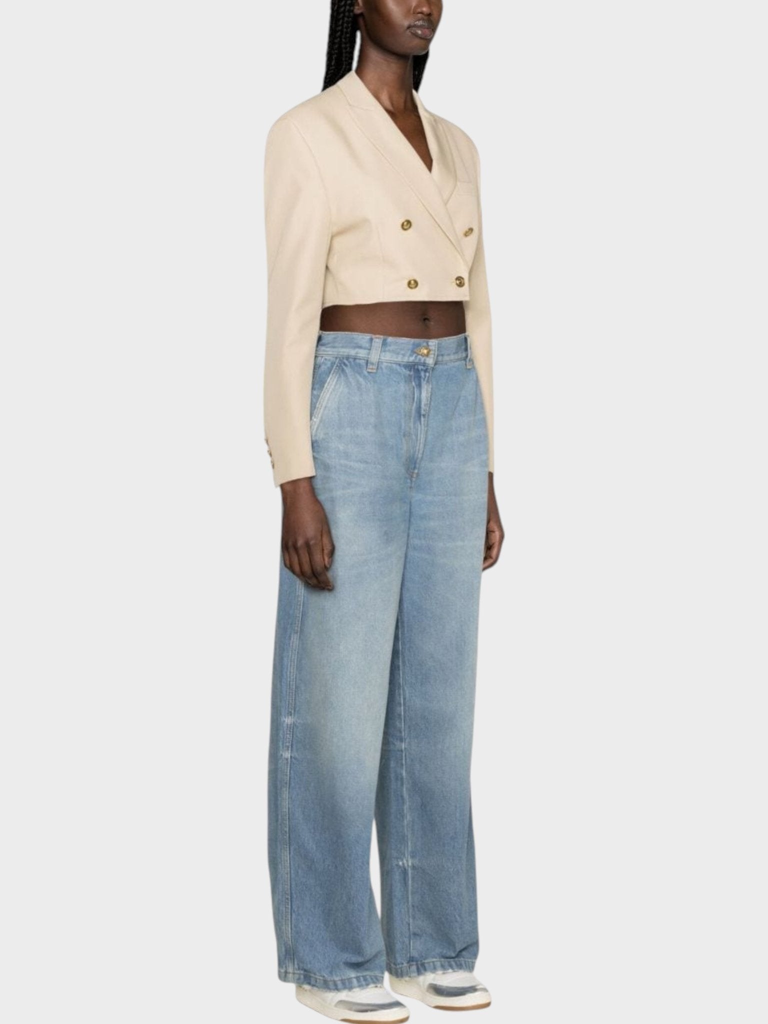 Palm Angels Buttons Cropped Blazer Beige - Supplied FashionPalm Angels