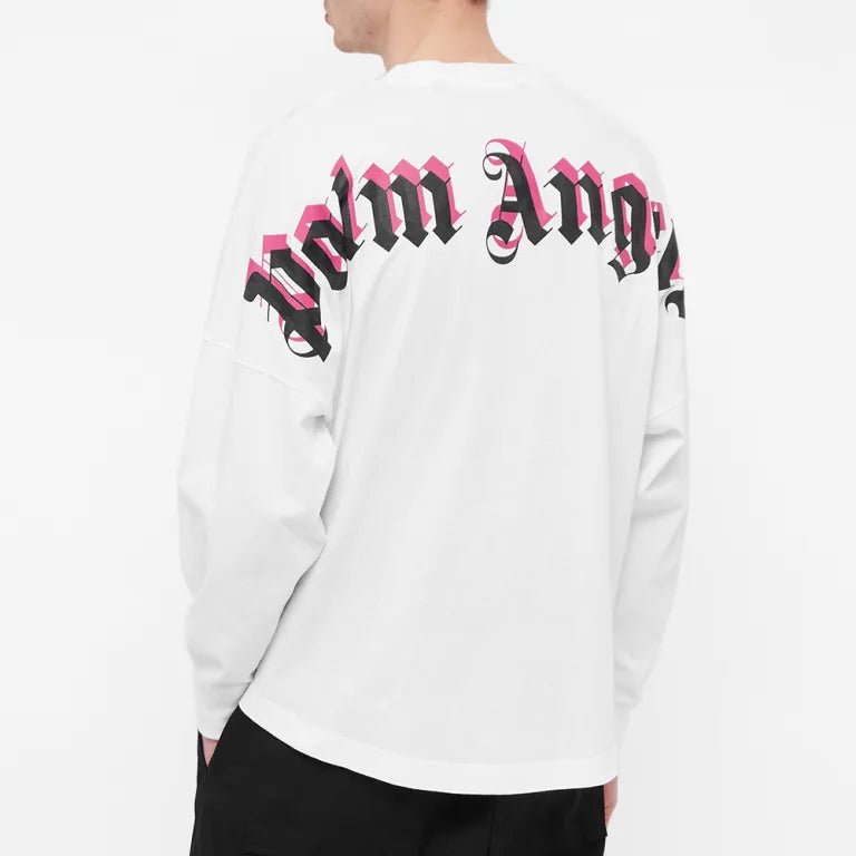 Palm Angels Doubled Logo T-Shirt White/Fuchsia - Supplied LuxuryPalm Angels