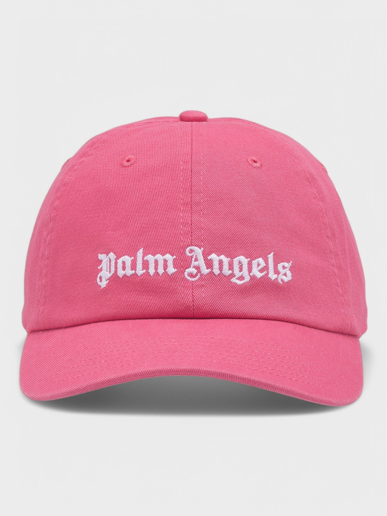 Palm Angels Embroidered Gothic Intarsia Logo Strap - Back Cap Pink/White - Supplied FashionPALM ANGELS