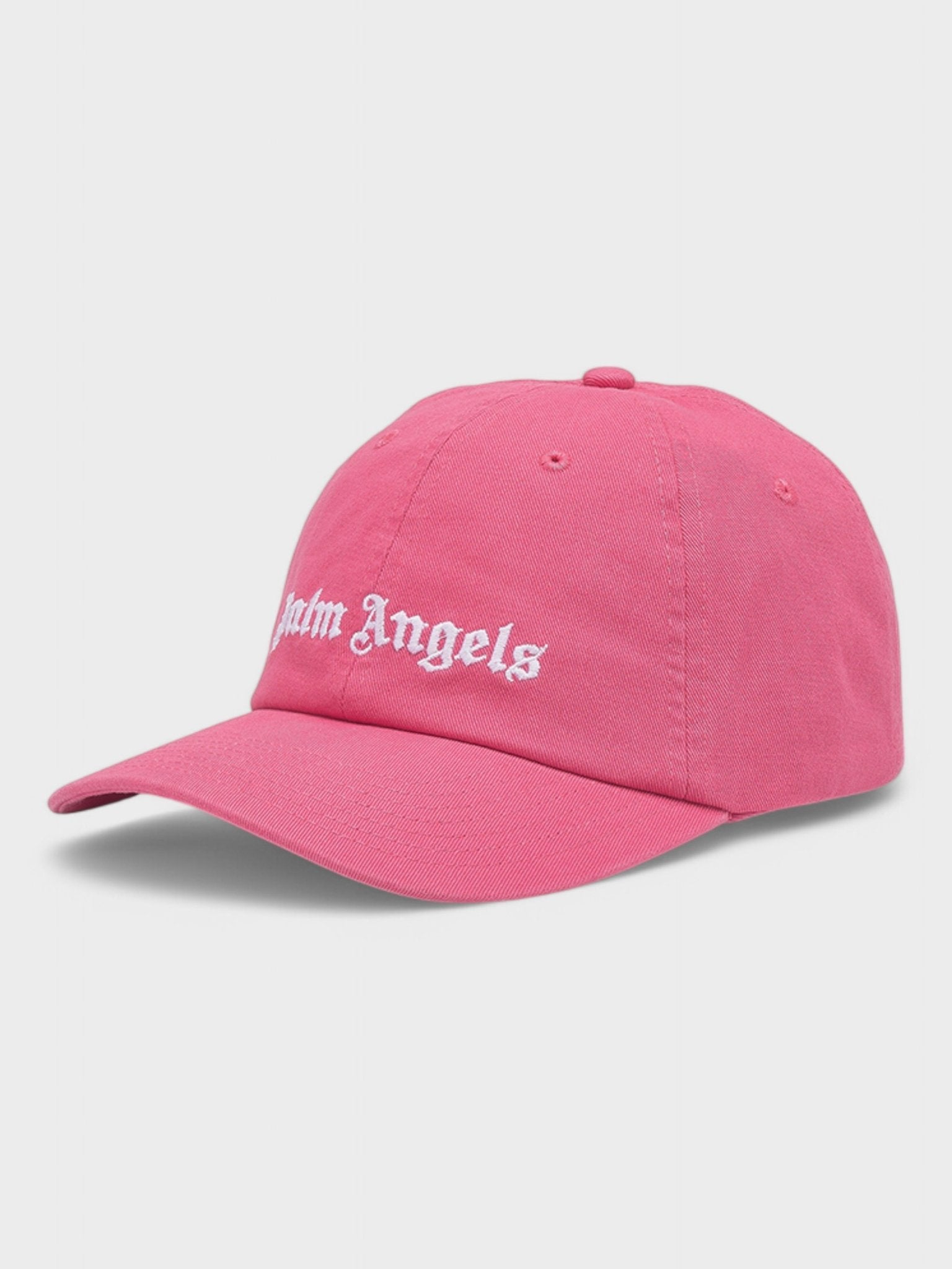 Palm Angels Embroidered Gothic Intarsia Logo Strap - Back Cap Pink/White - Supplied FashionPALM ANGELS