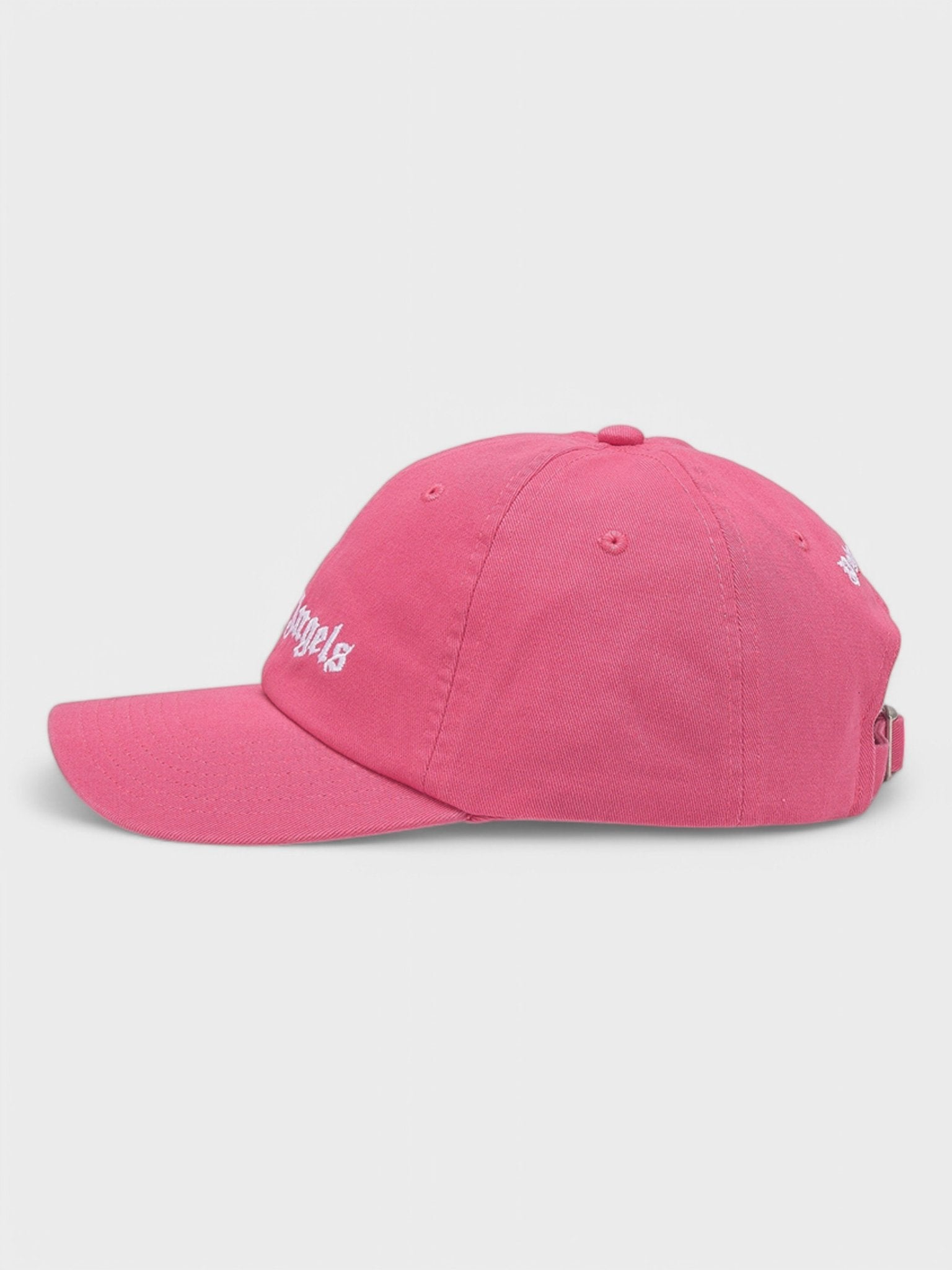 Palm Angels Embroidered Gothic Intarsia Logo Strap - Back Cap Pink/White - Supplied FashionPALM ANGELS