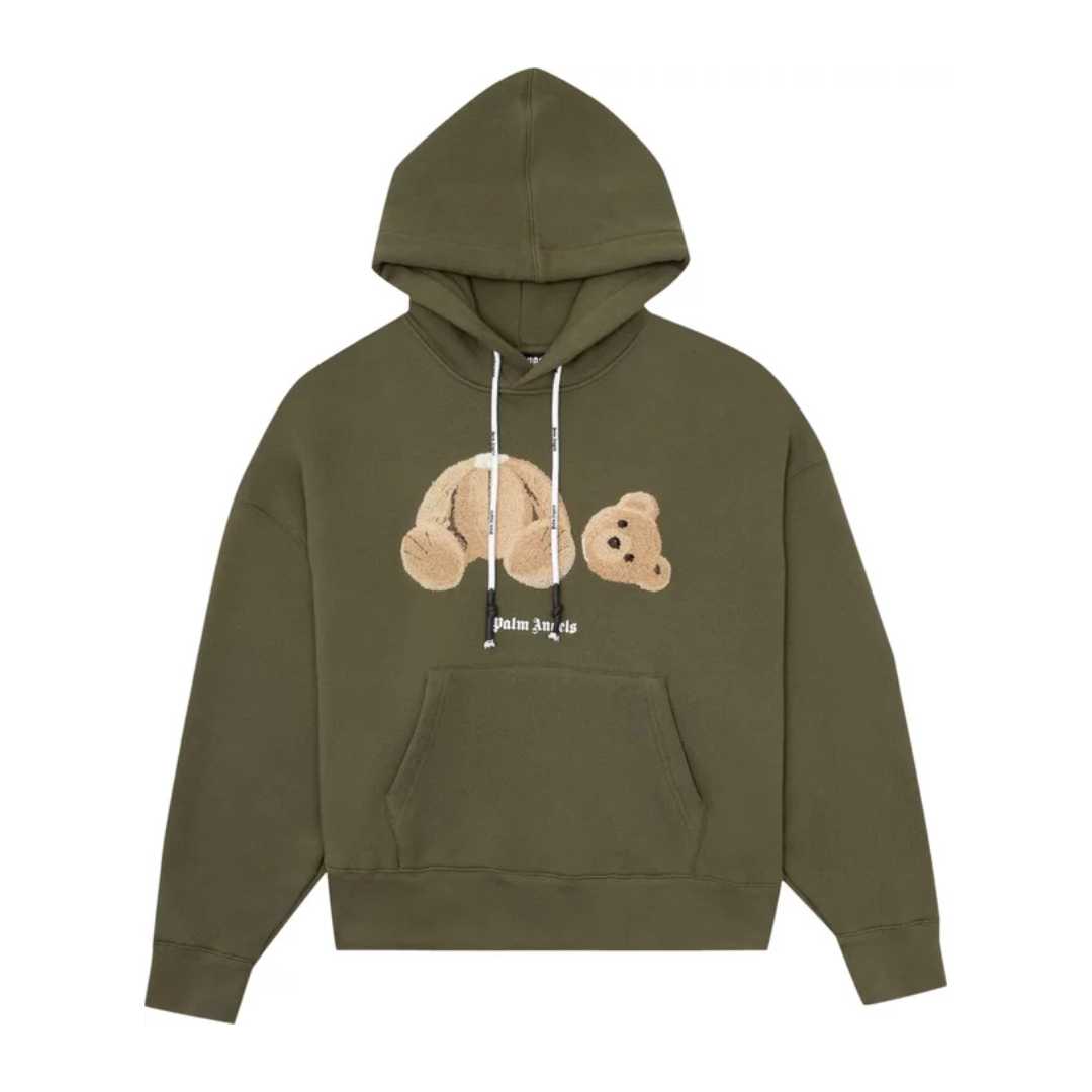 Palm Angels Embroidery Bear Hoodie Military/Brown - Supplied LuxuryPalm Angels