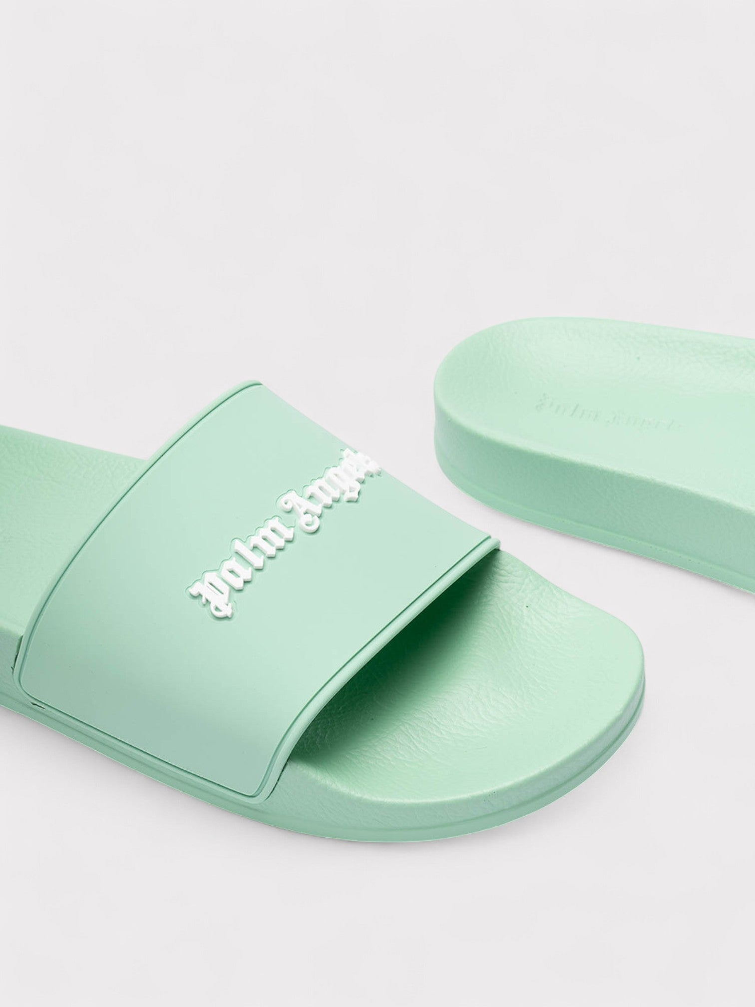 Palm Angels Essential Logo Slides Light Green - Supplied FashionPalm Angels