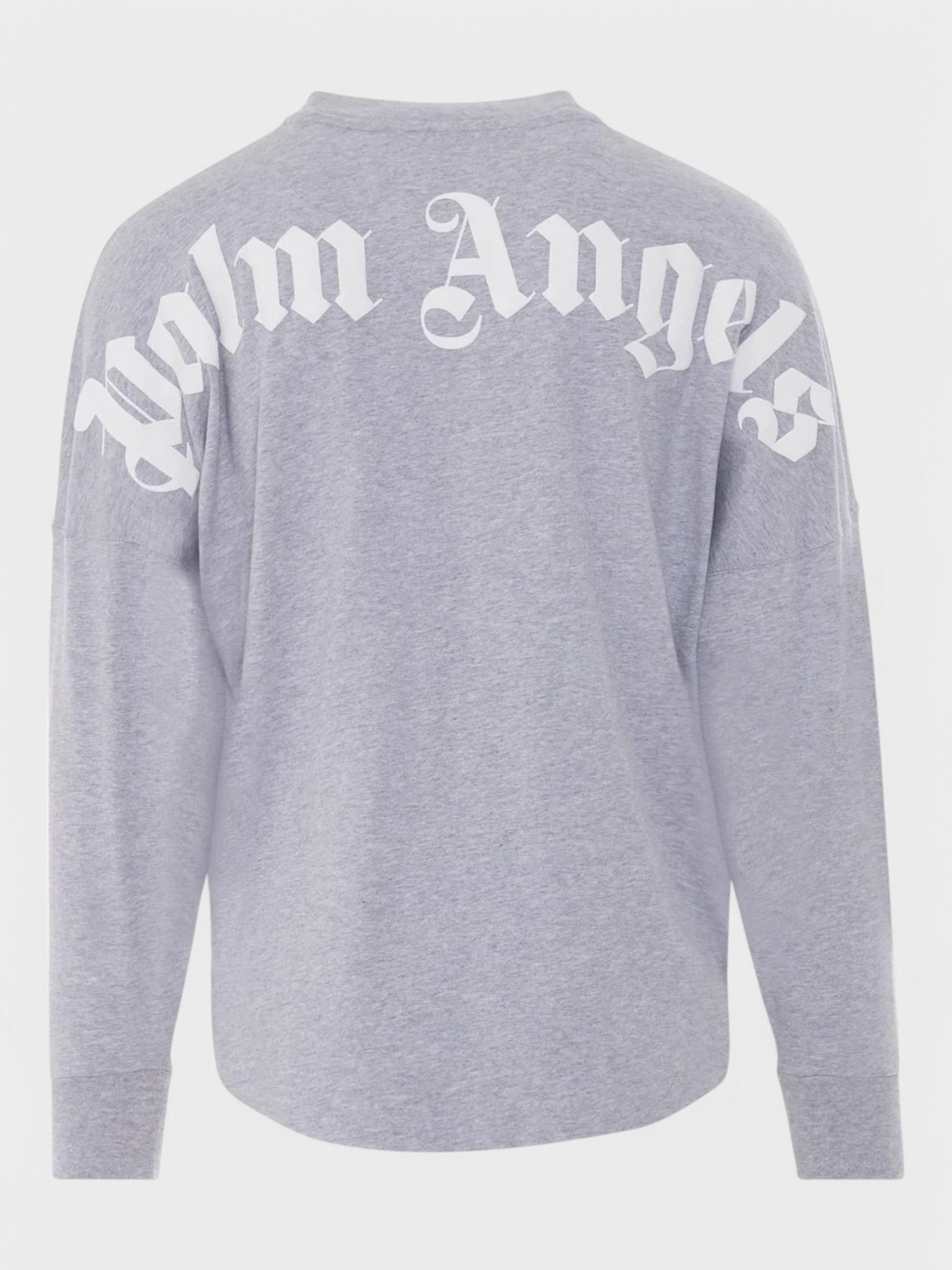 Palm Angels Gothic Logo Longsleeve T-Shirt Melange Grey - Supplied FashionPALM ANGELS