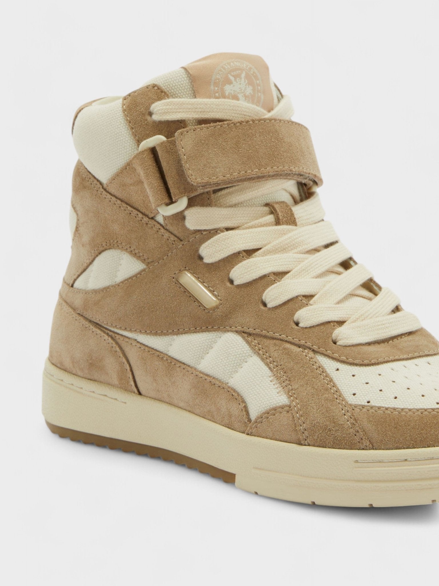 Palm Angels High Top University Leather Suede Sneakers Beige - Supplied FashionPalm Angels