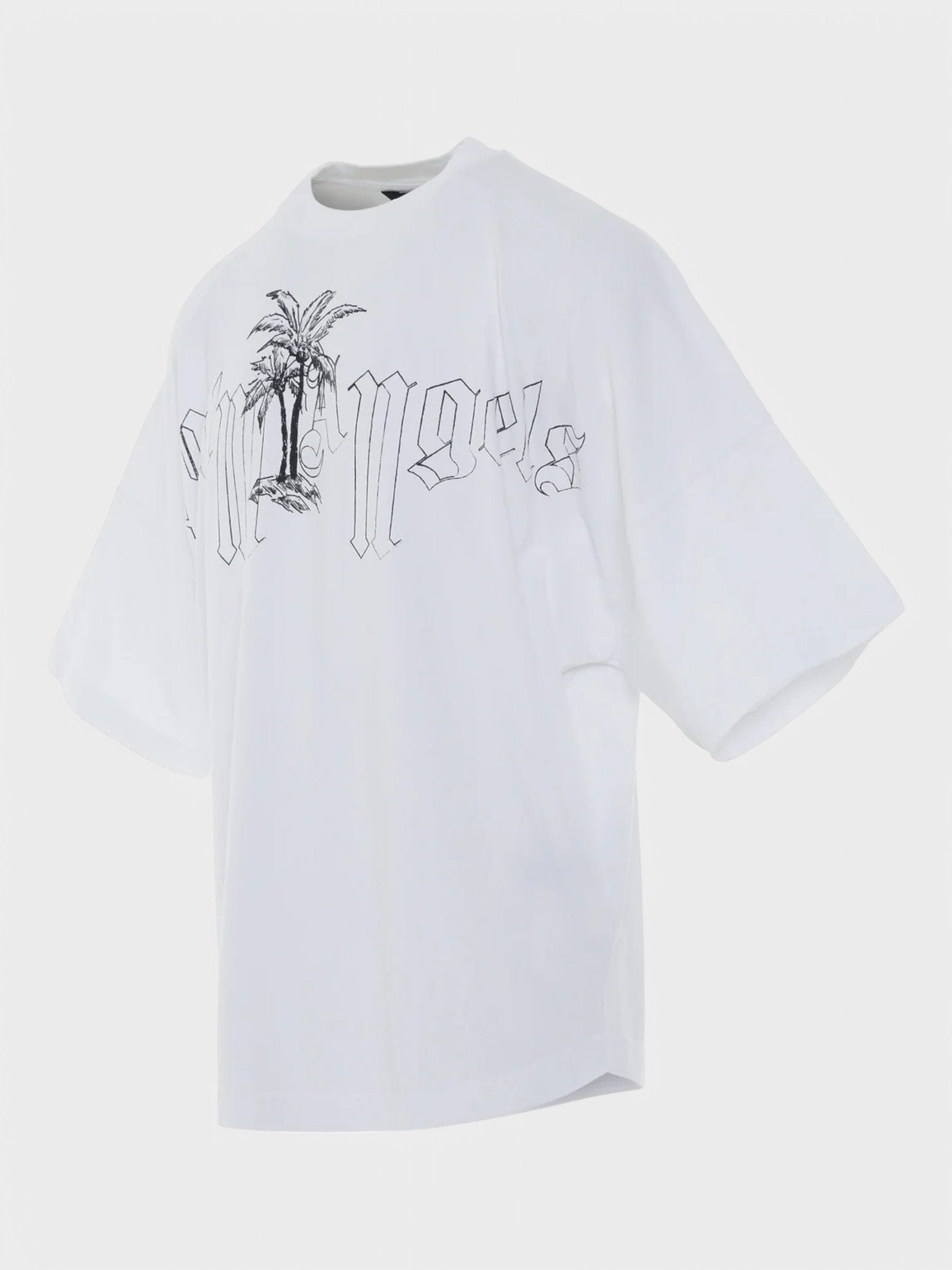 Palm Angels Logo Illustration Oversized T-Shirt White/Black - Supplied FashionPALM ANGELS