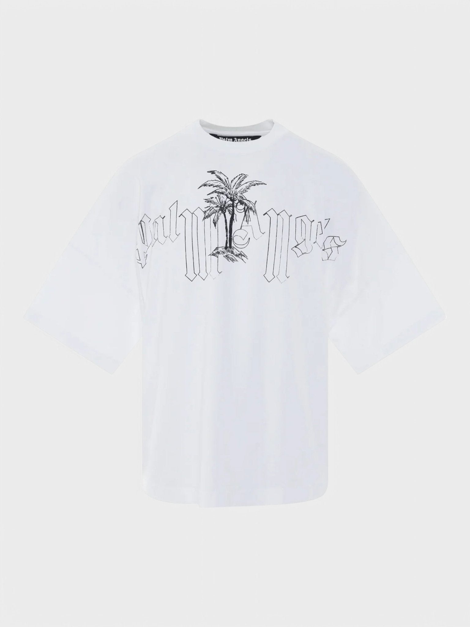 Palm Angels Logo Illustration Oversized T-Shirt White/Black - Supplied FashionPALM ANGELS