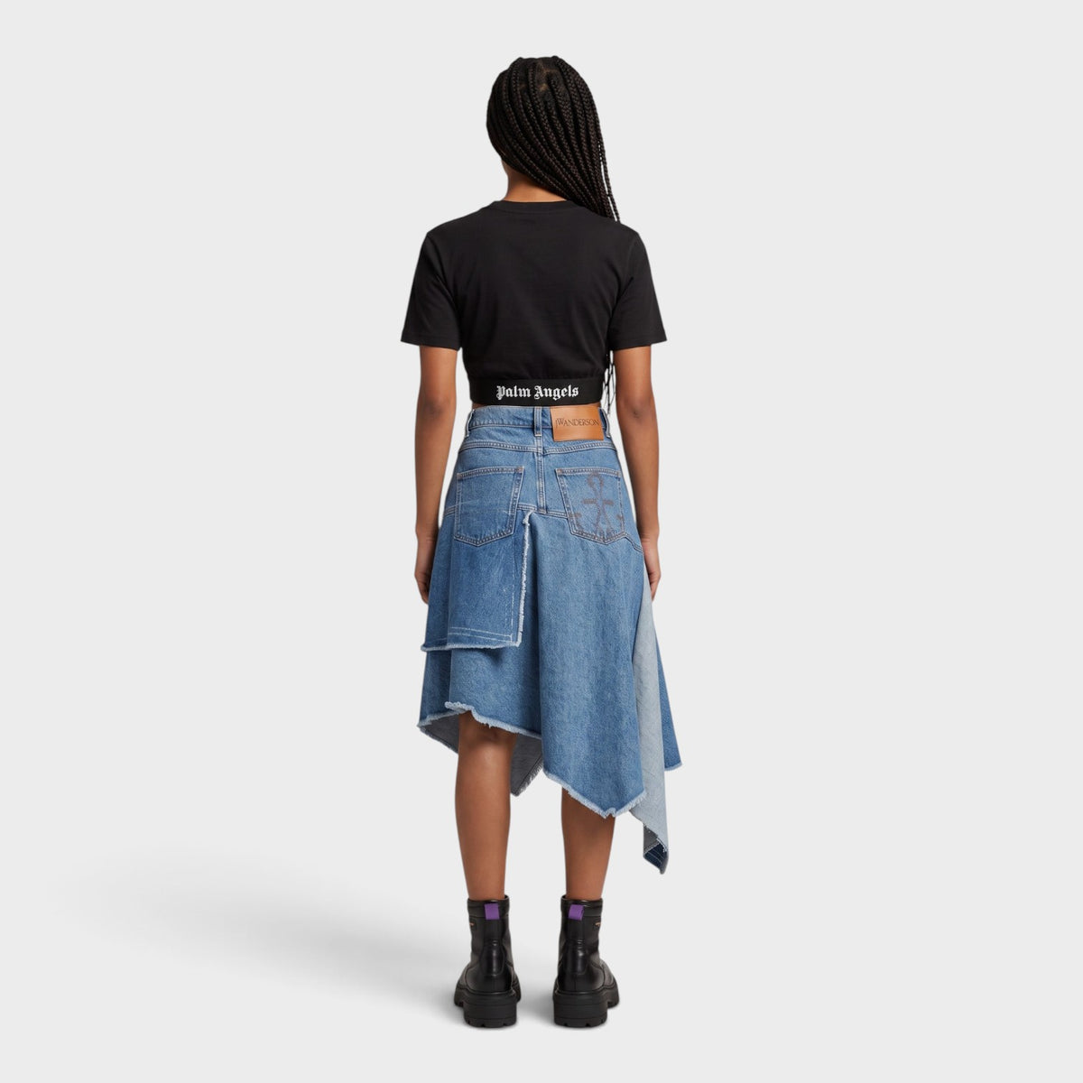 Logo Tape Cropped Tee Black White