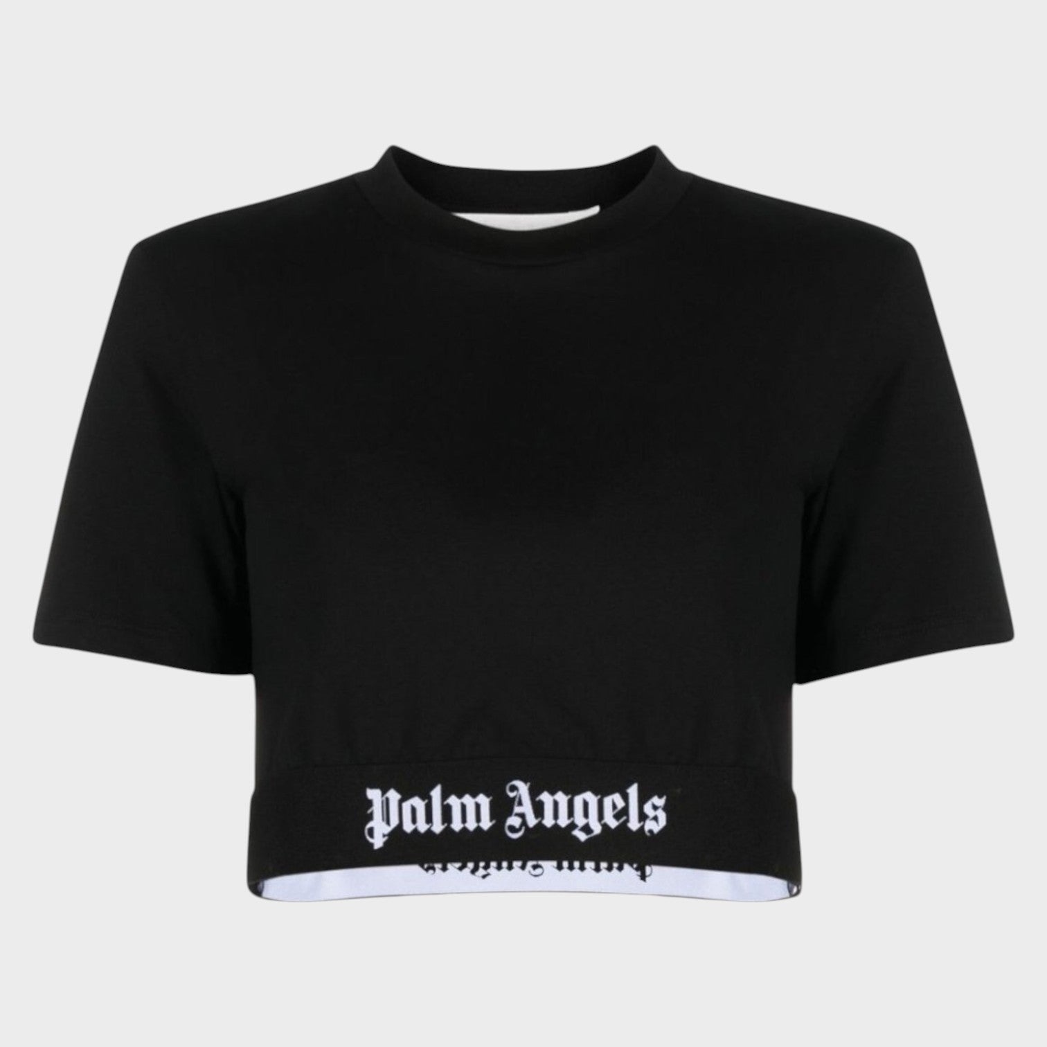 Logo Tape Cropped Tee Black White
