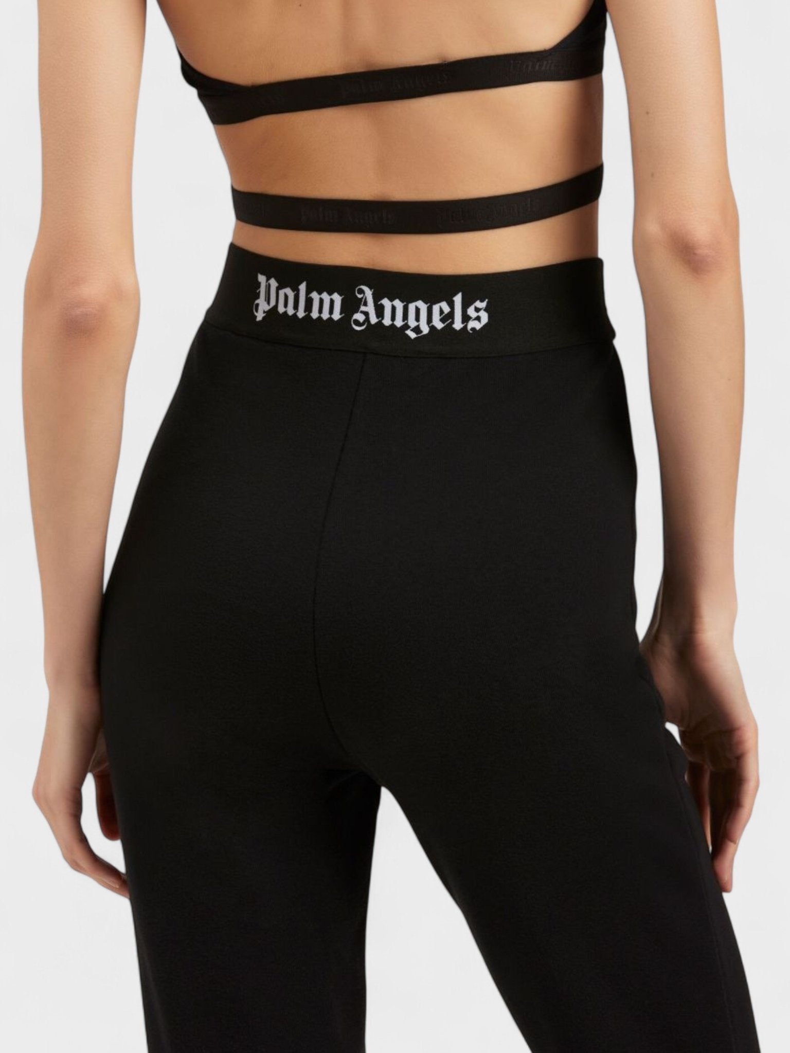 Palm Angels Logo Tape Flare Sweatpants Black - Supplied FashionPalm Angels