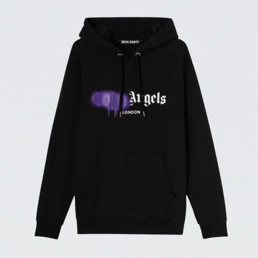 Palm Angels London Sprayed Hoodie Black / Purple - Supplied LuxuryPalm Angels