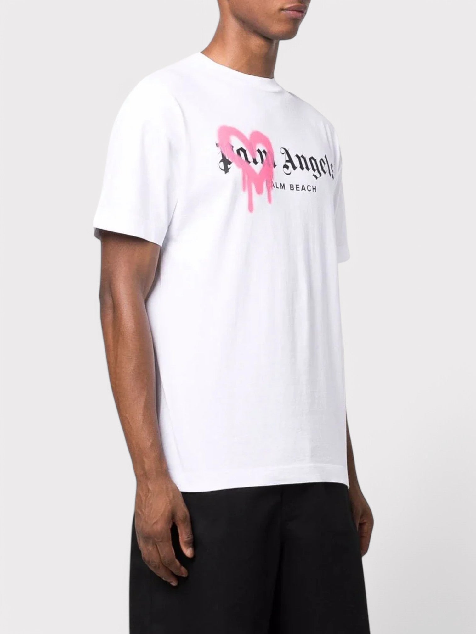 Palm Angels Miami Heart Sprayed T Shirt White - Supplied FashionPalm Angels